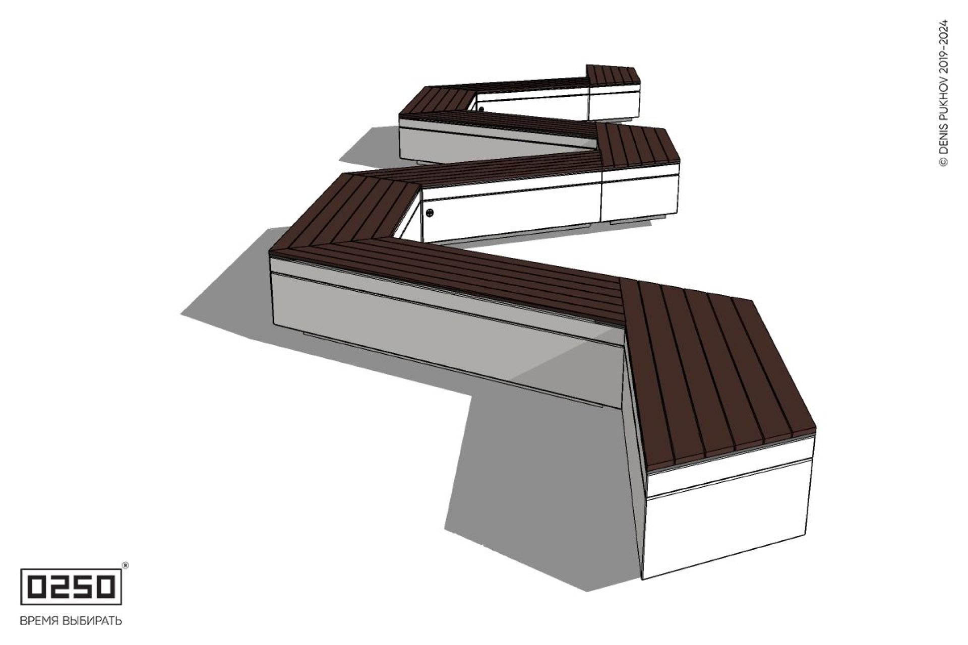 Уличная M-образная трапецеидальная короткая скамейка на блоке производство 0250