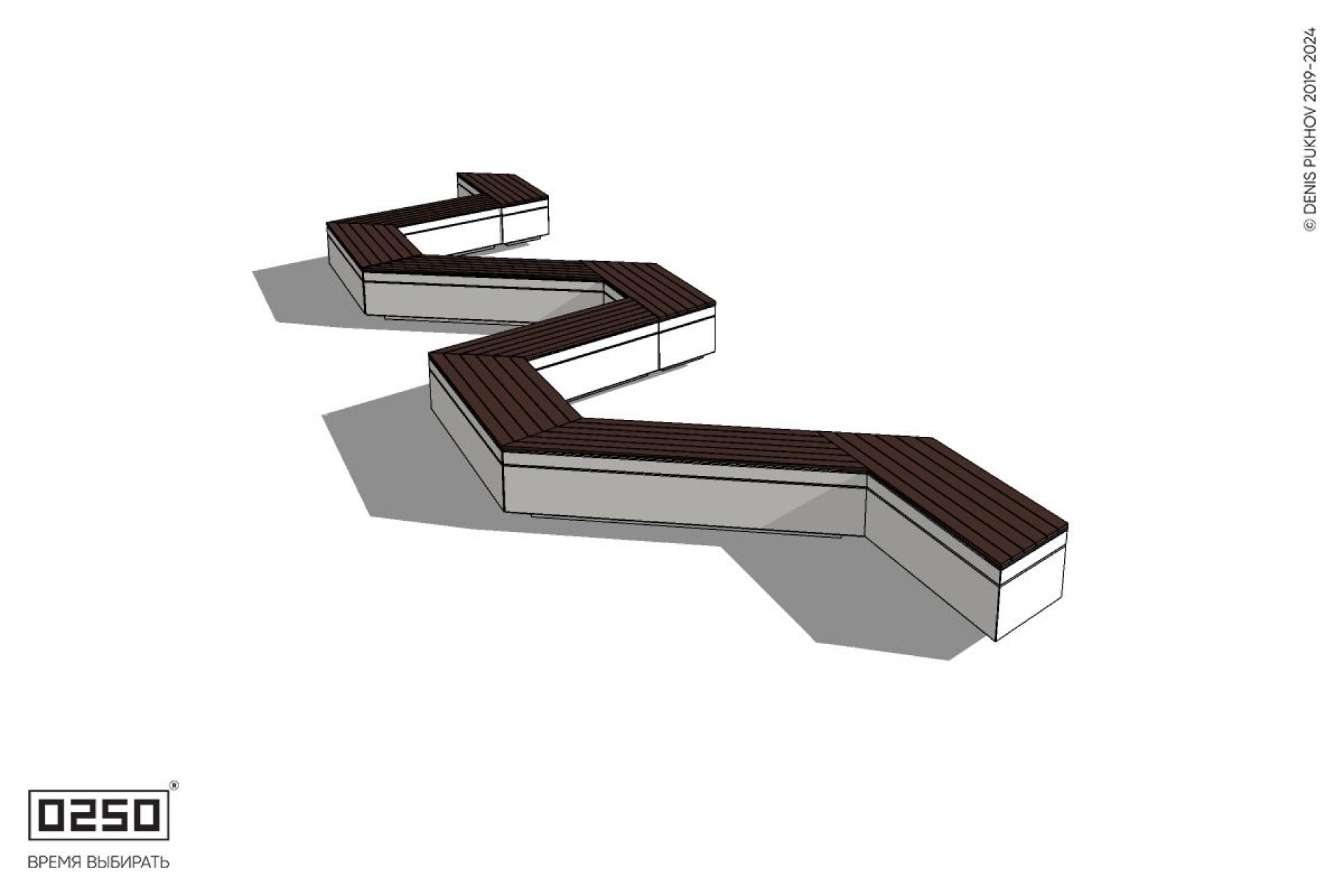 Уличная M-образная трапецеидальная короткая скамейка на блоке производство 0250