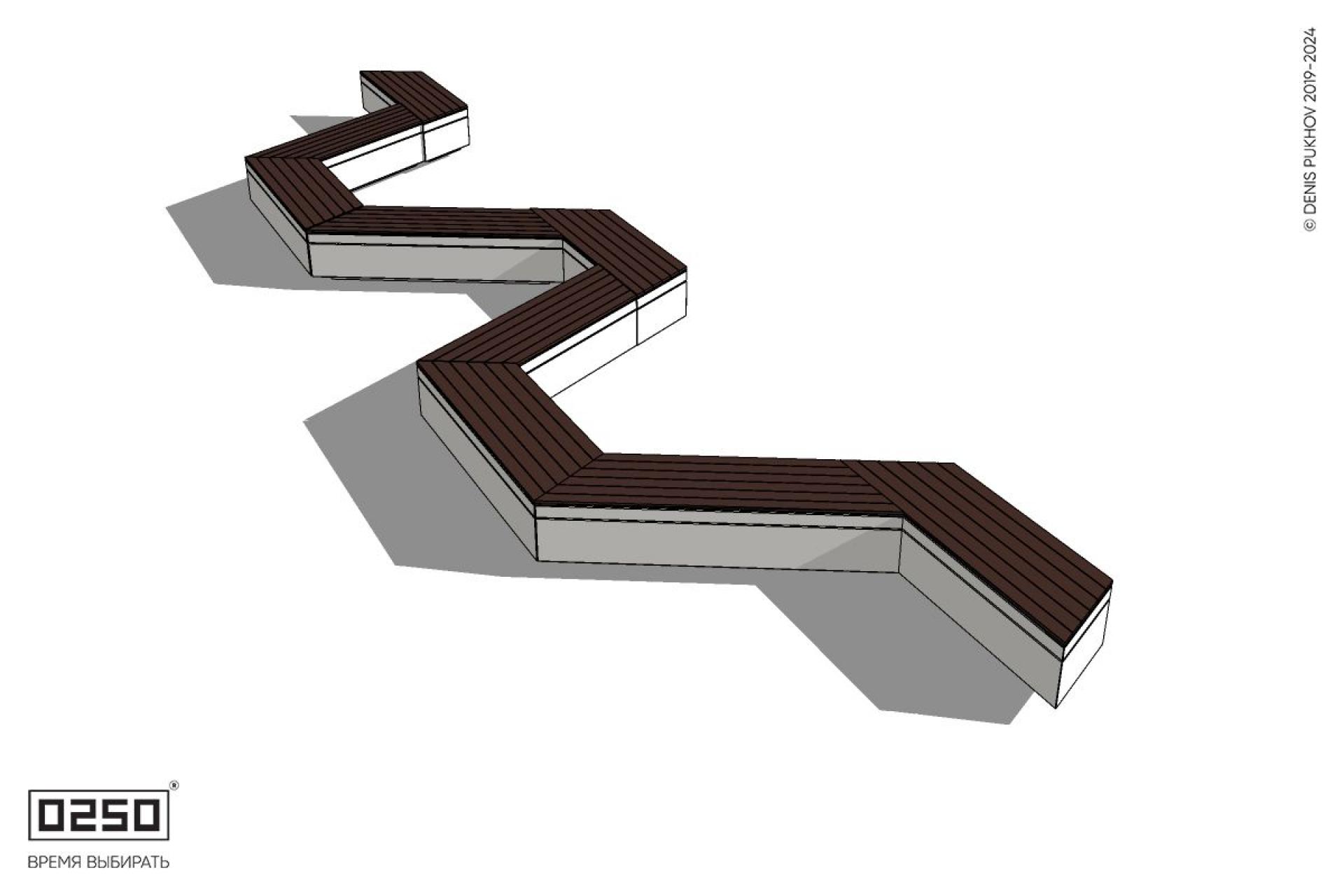Уличная M-образная трапецеидальная короткая скамейка на блоке производство 0250