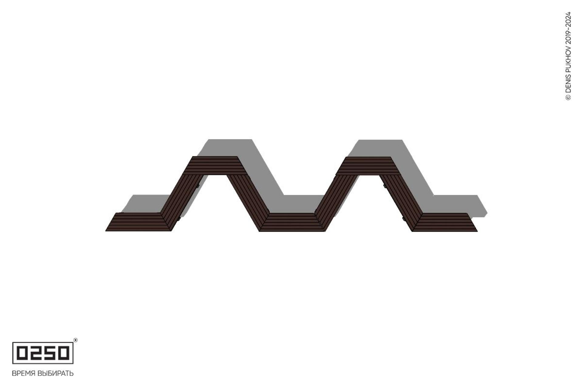 Уличная M-образная трапецеидальная короткая скамейка на ножках производство 0250, module