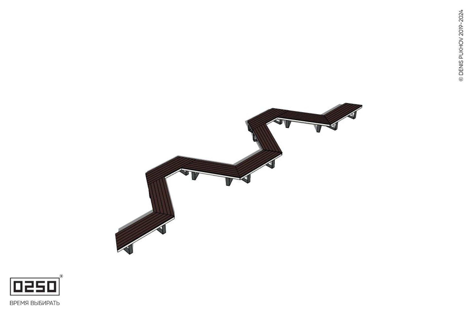 Уличная M-образная трапецеидальная короткая скамейка на ножках производство 0250