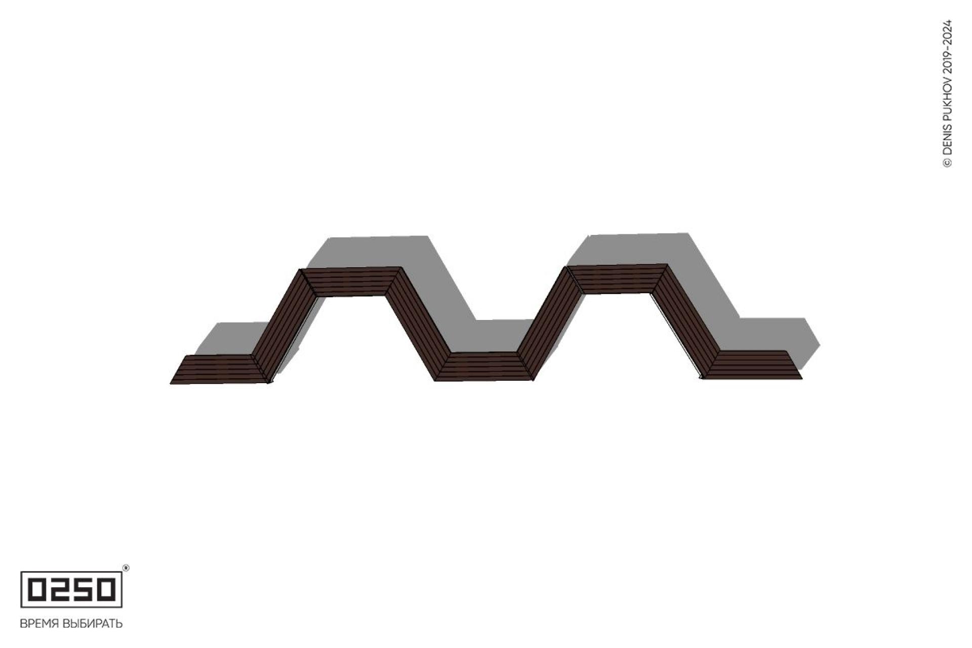 Уличная W-образная трапецеидальная скамейка на блоке производство 0250, module