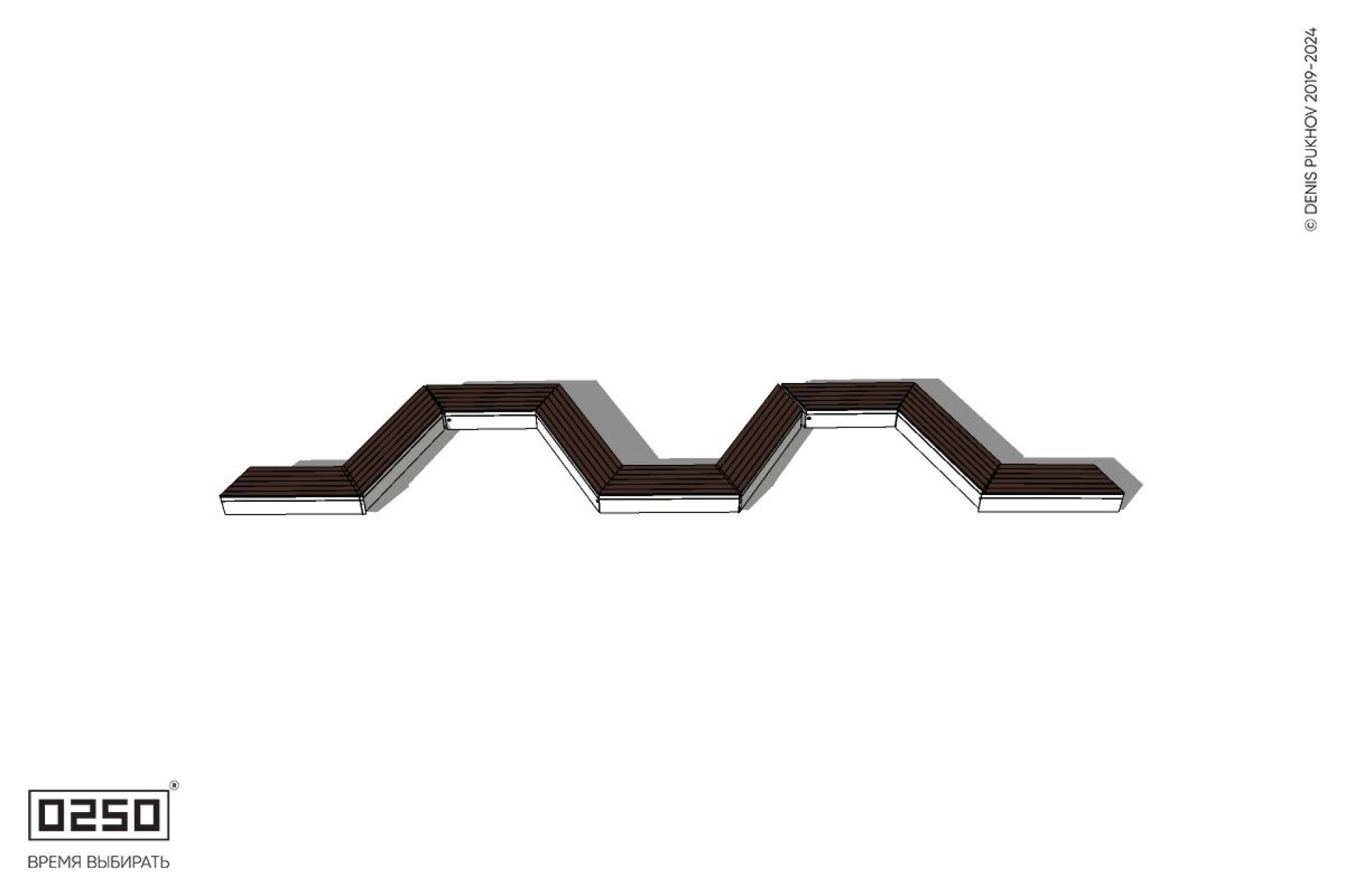 Уличная W-образная трапецеидальная скамейка на блоке производство 0250