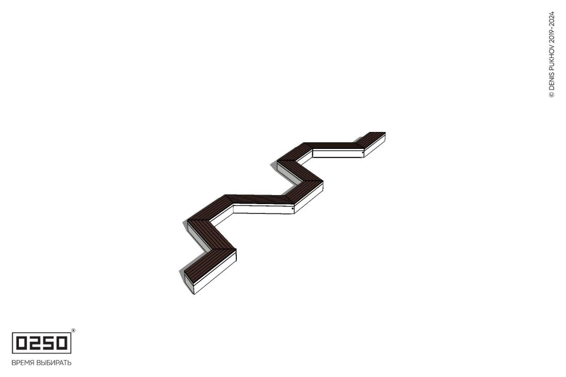 Уличная W-образная трапецеидальная скамейка на блоке производство 0250