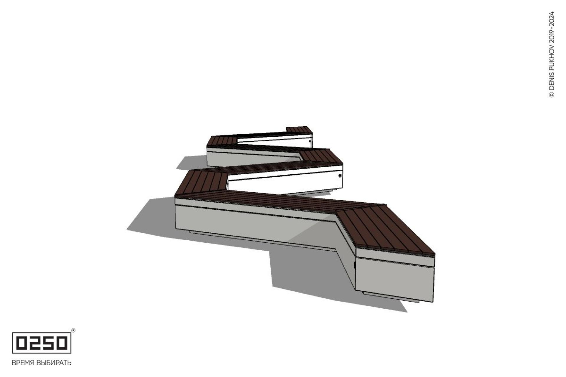 Уличная W-образная трапецеидальная скамейка на блоке производство 0250