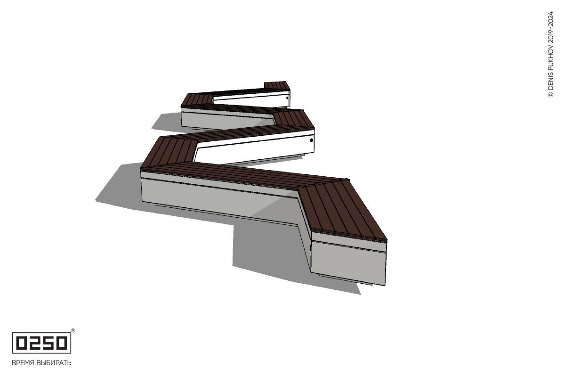 Уличная W-образная трапецеидальная скамейка на блоке производство 0250