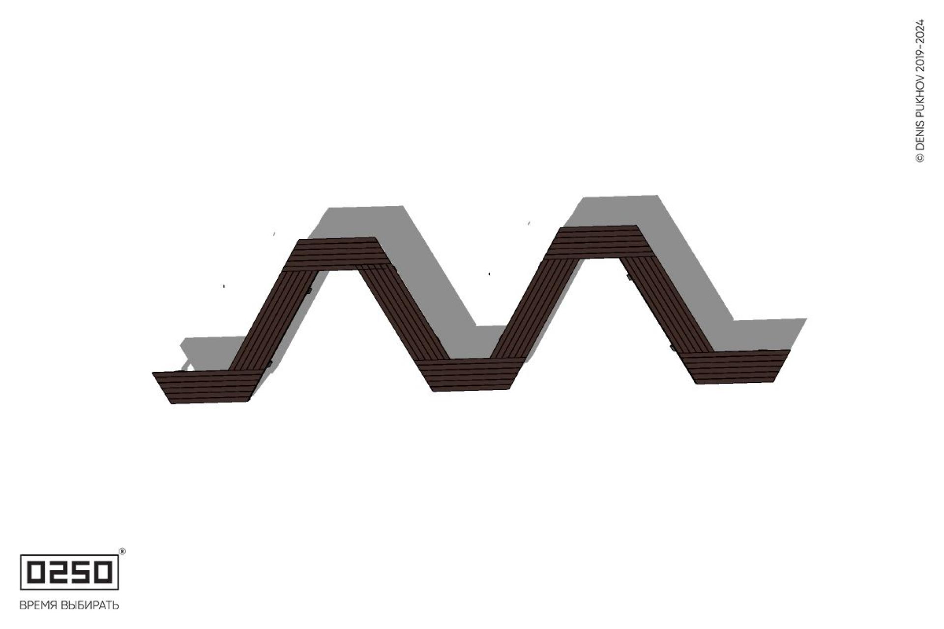 Уличная W-образная трапецеидальная скамейка на ножках производство 0250, module