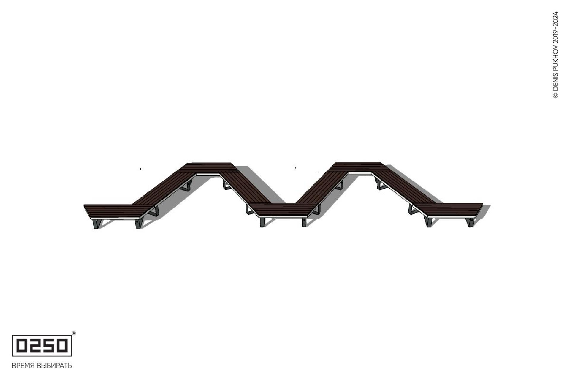 Уличная W-образная трапецеидальная скамейка на ножках производство 0250