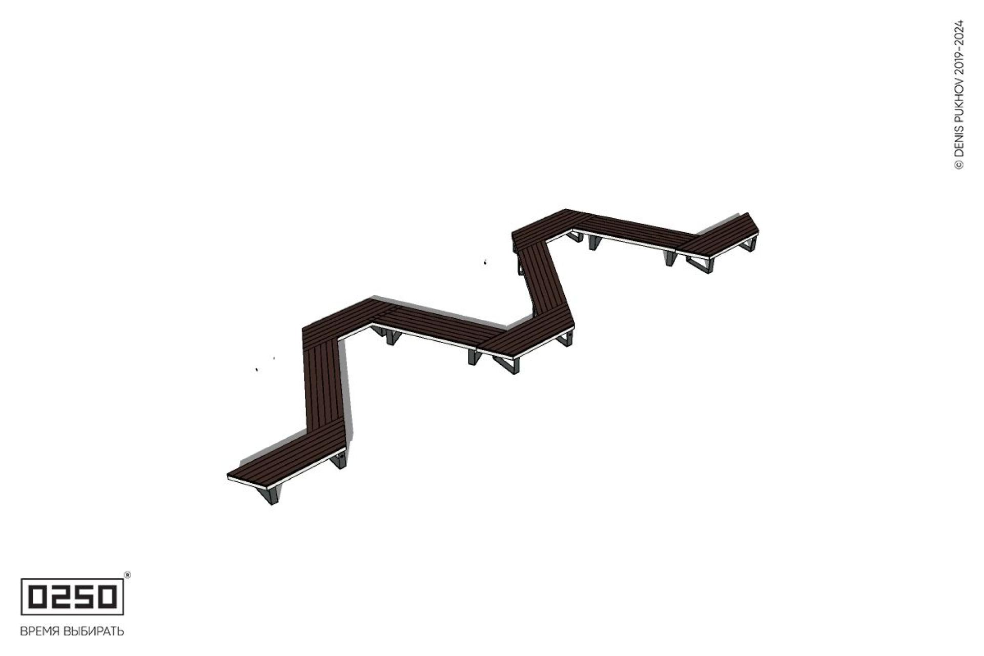 Уличная W-образная трапецеидальная скамейка на ножках производство 0250