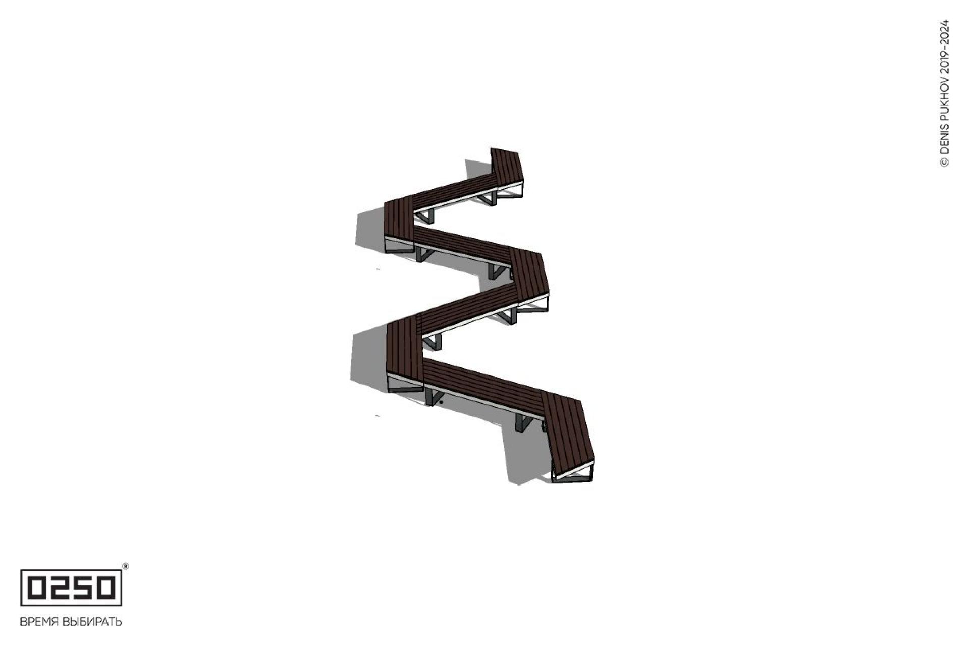 Уличная W-образная трапецеидальная скамейка на ножках производство 0250