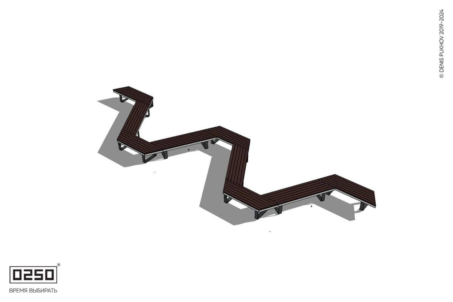 Уличная W-образная трапецеидальная скамейка на ножках производство 0250