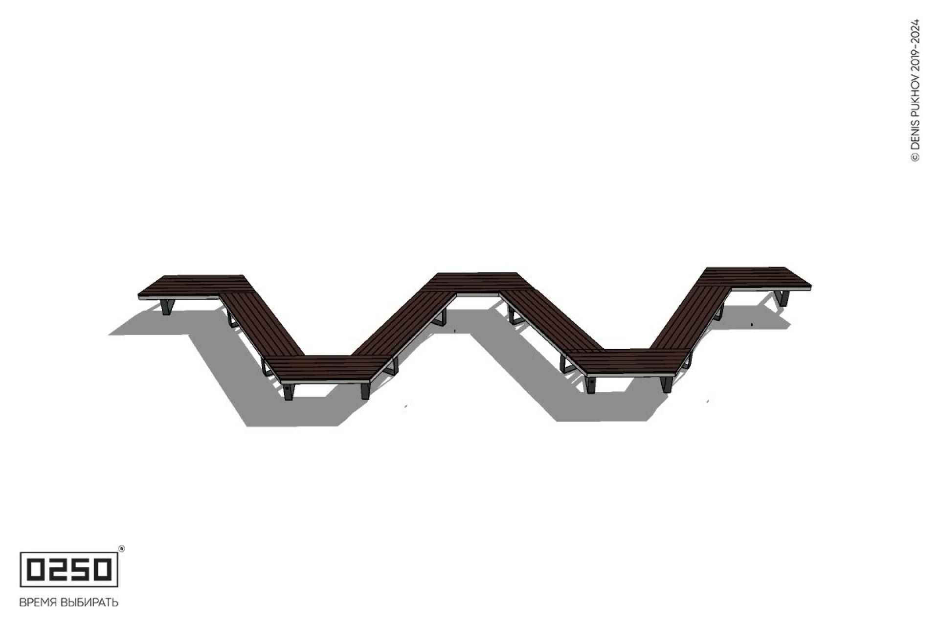 Уличная W-образная трапецеидальная скамейка на ножках производство 0250