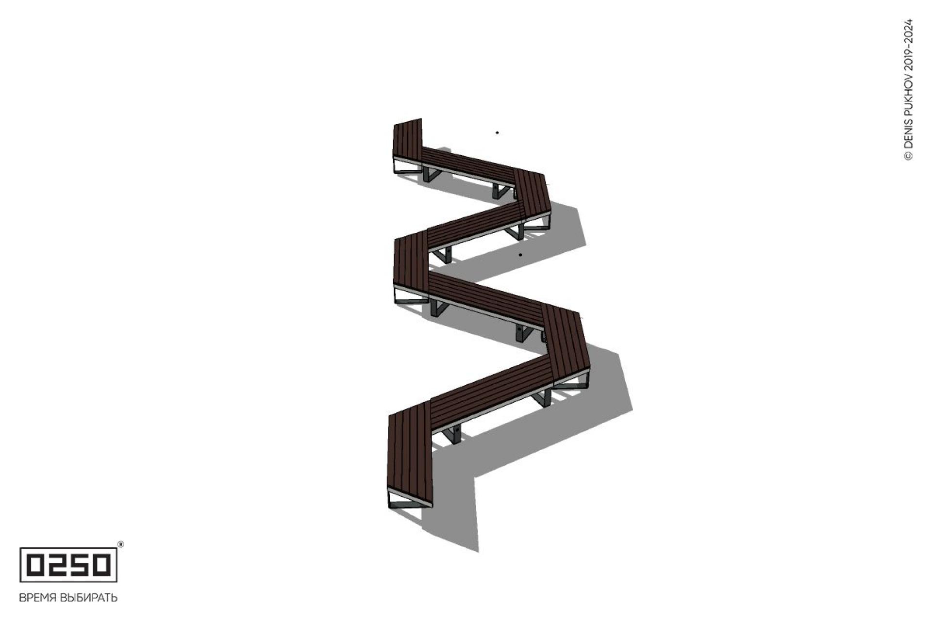 Уличная W-образная трапецеидальная скамейка на ножках производство 0250