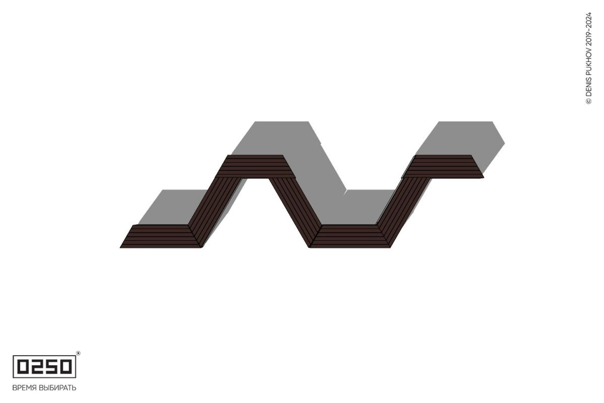 Уличная N-образная трапецеидальная скамейка на блоке производство 0250, module