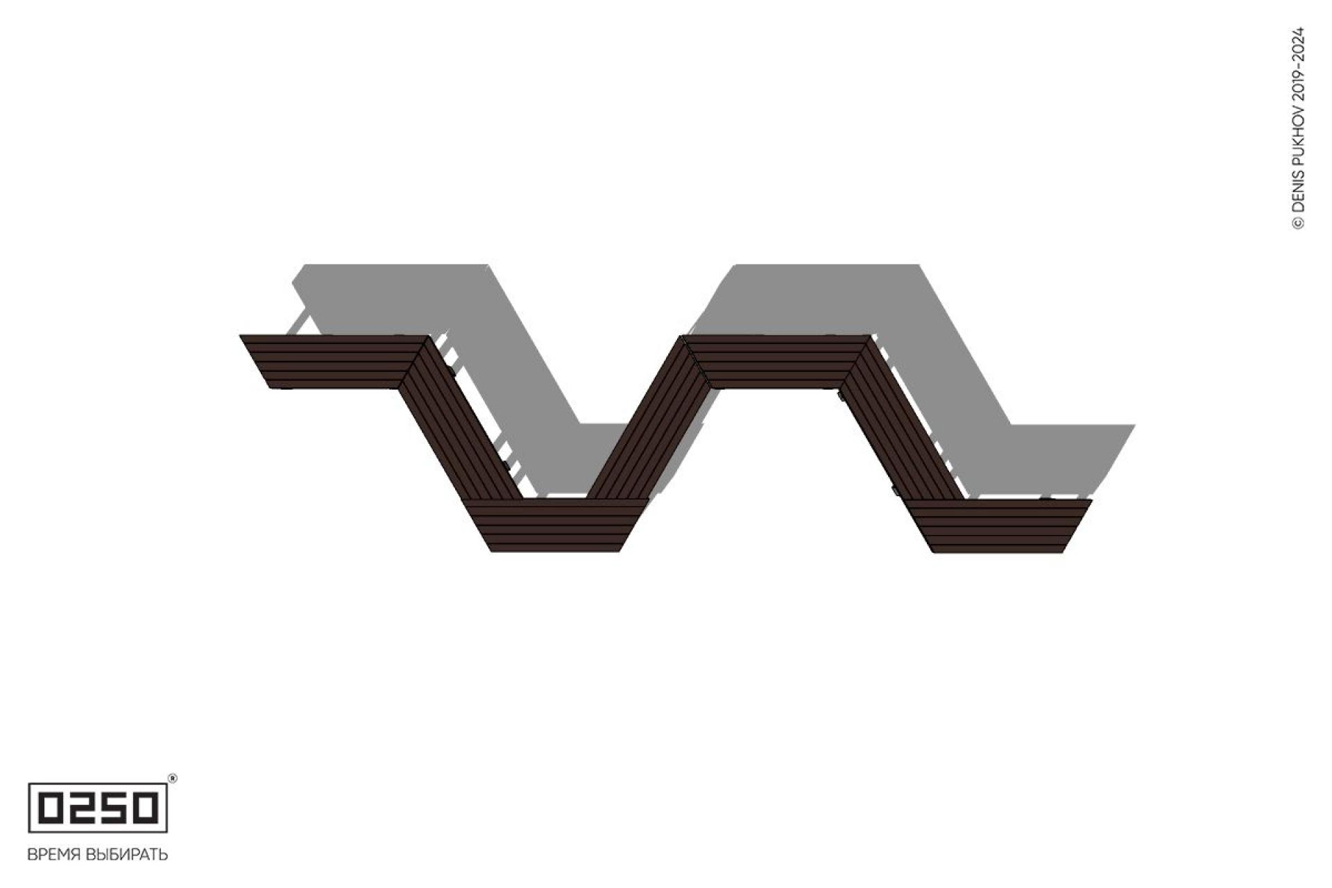 Уличная N-образная трапецеидальная скамейка на ножках производство 0250, module