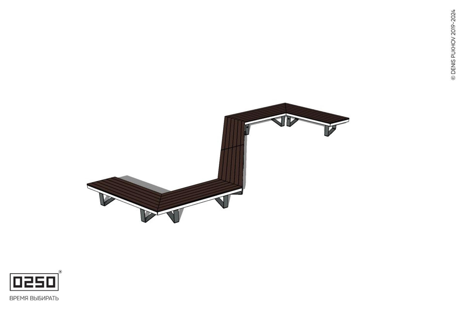 Уличная S-образная трапецеидальная широкая скамейка на ножках производство 0250 Уличная S-образная трапецеидальная широкая скамейка на ножках производство 0250