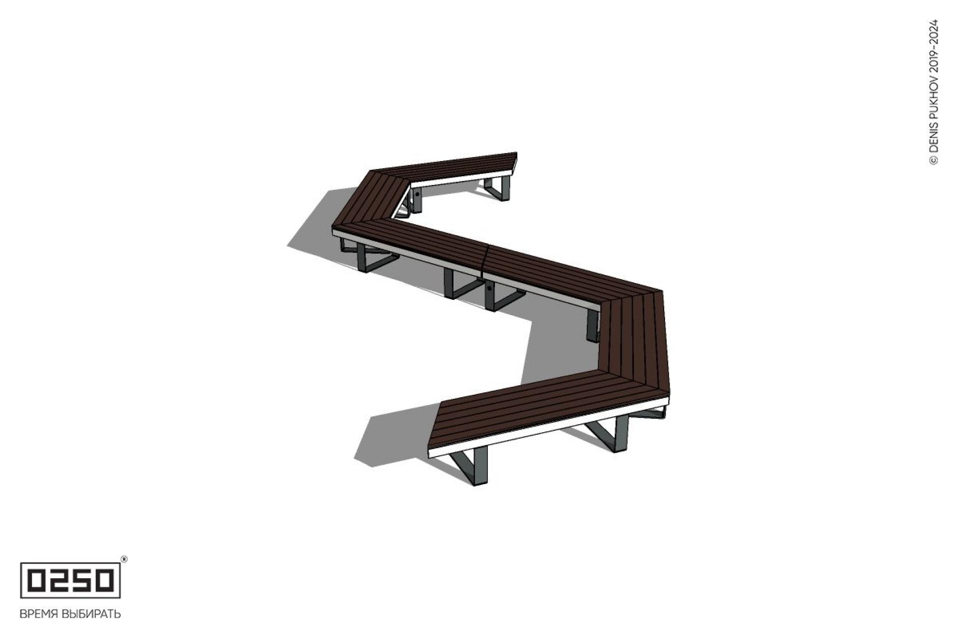 Уличная S-образная трапецеидальная широкая скамейка на ножках производство 0250 Уличная S-образная трапецеидальная широкая скамейка на ножках производство 0250