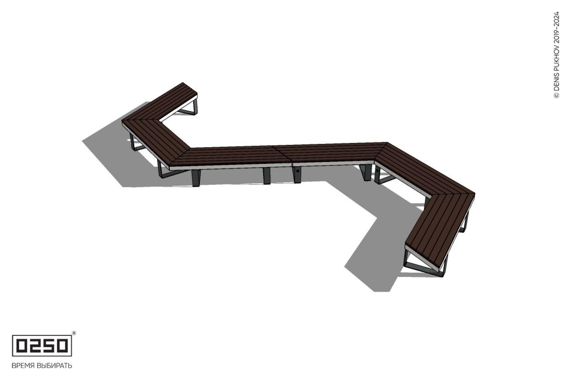 Уличная S-образная трапецеидальная широкая скамейка на ножках производство 0250 Уличная S-образная трапецеидальная широкая скамейка на ножках производство 0250