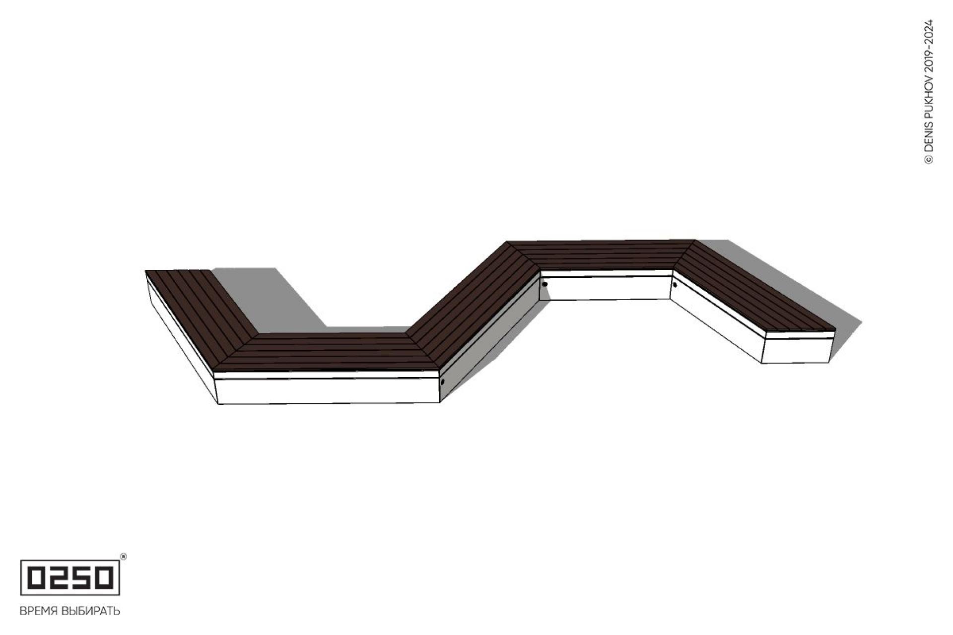 Уличная S-образная трапецеидальная длинная скамейка на блоке производство 0250