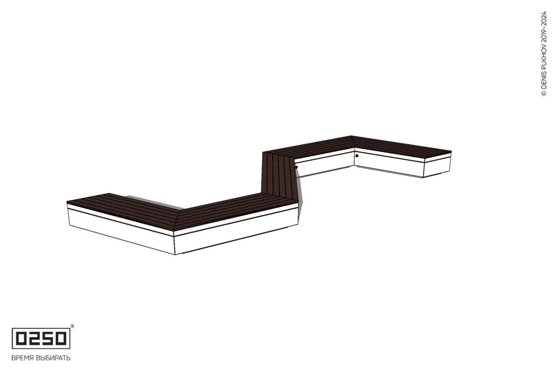 Уличная S-образная трапецеидальная длинная скамейка на блоке производство 0250