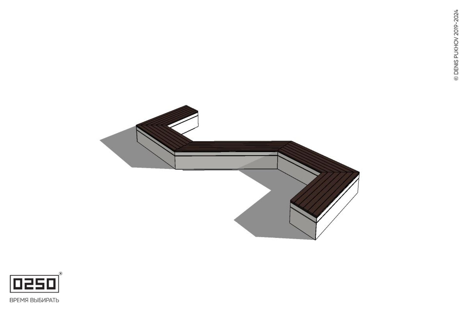 Уличная S-образная трапецеидальная длинная скамейка на блоке производство 0250