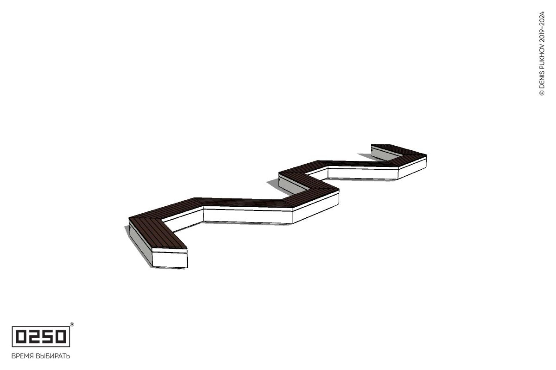 Уличная S-образная трапецеидальная двойная скамейка на блоке производство 0250