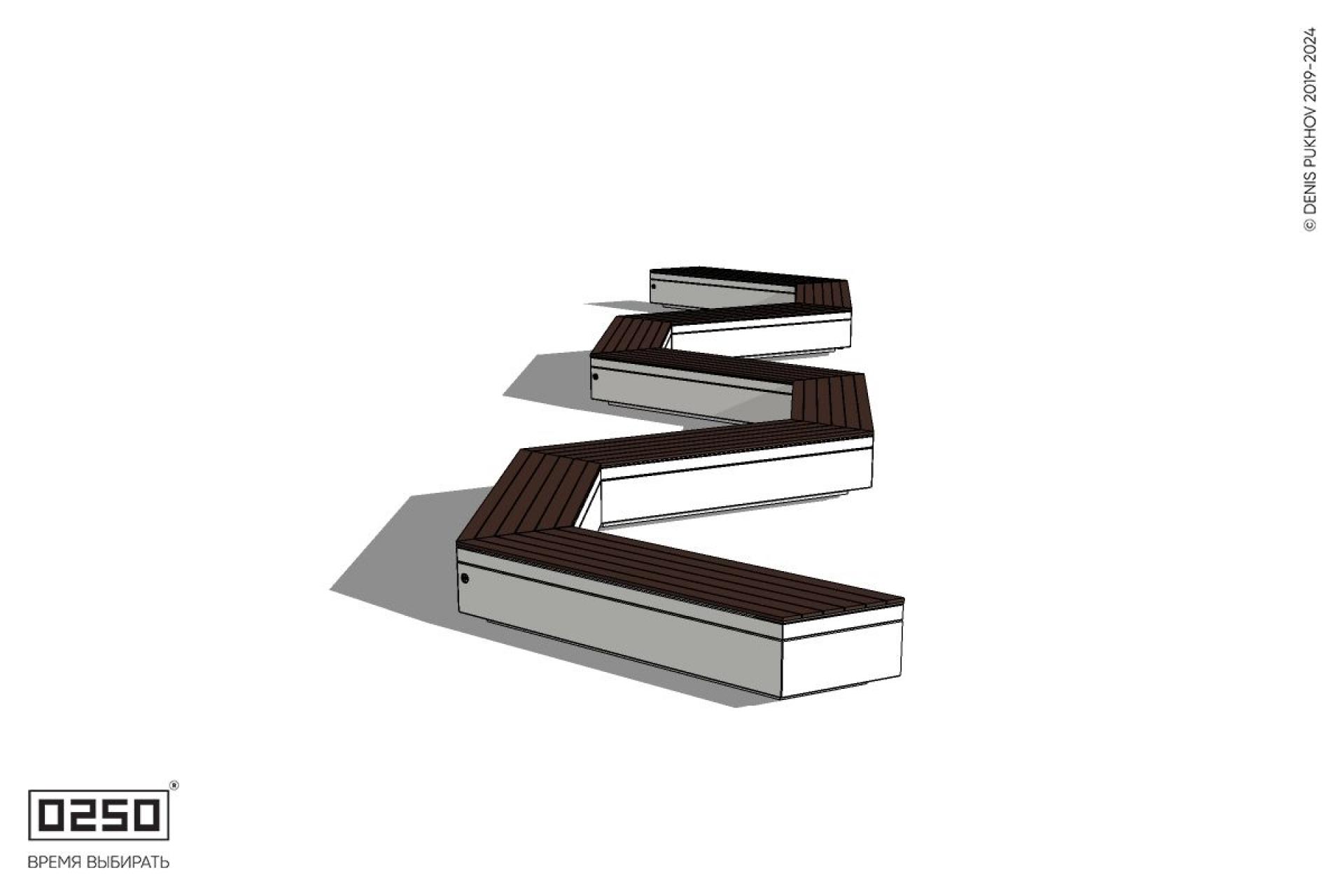 Уличная S-образная трапецеидальная двойная скамейка на блоке производство 0250