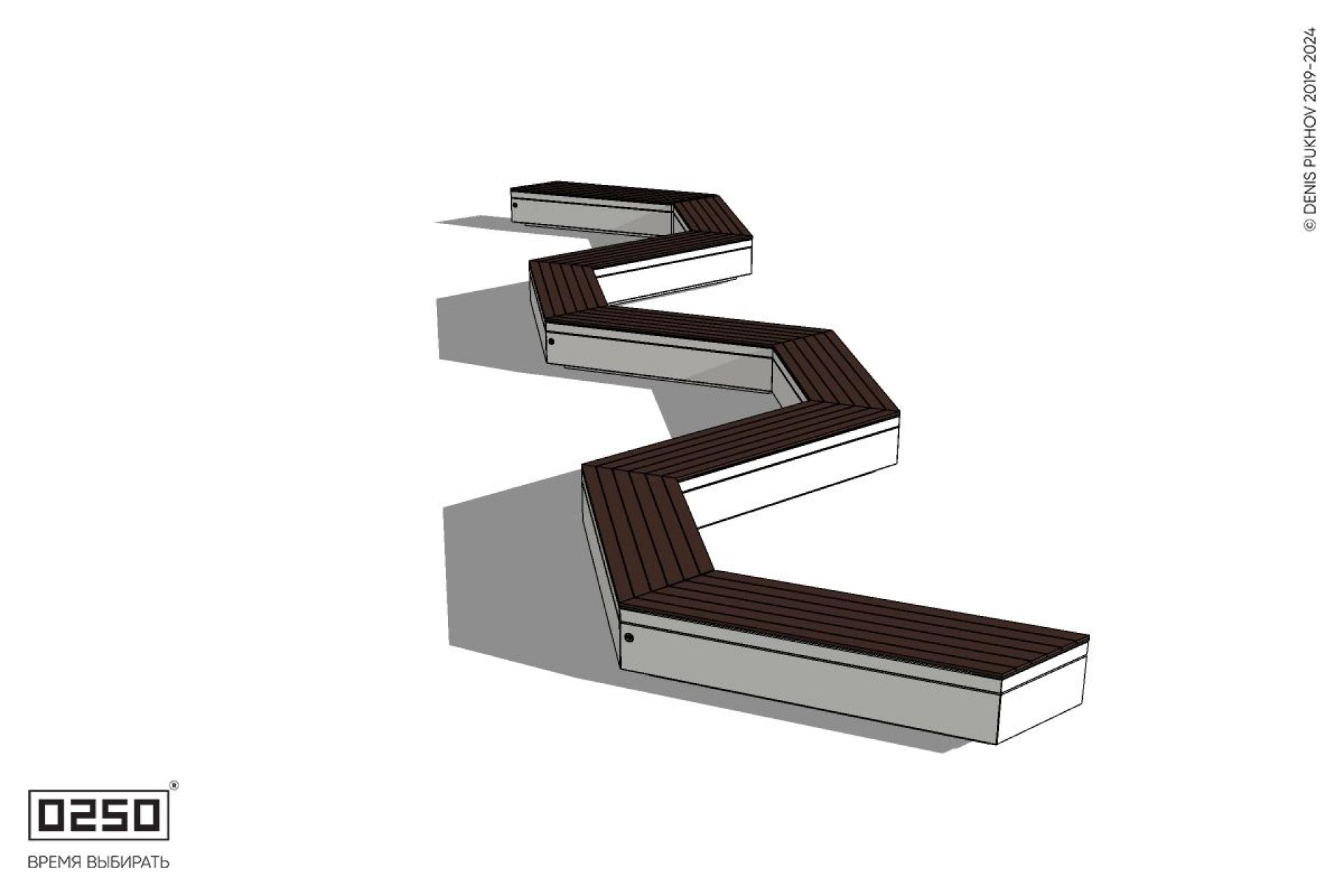 Уличная S-образная трапецеидальная двойная скамейка на блоке производство 0250