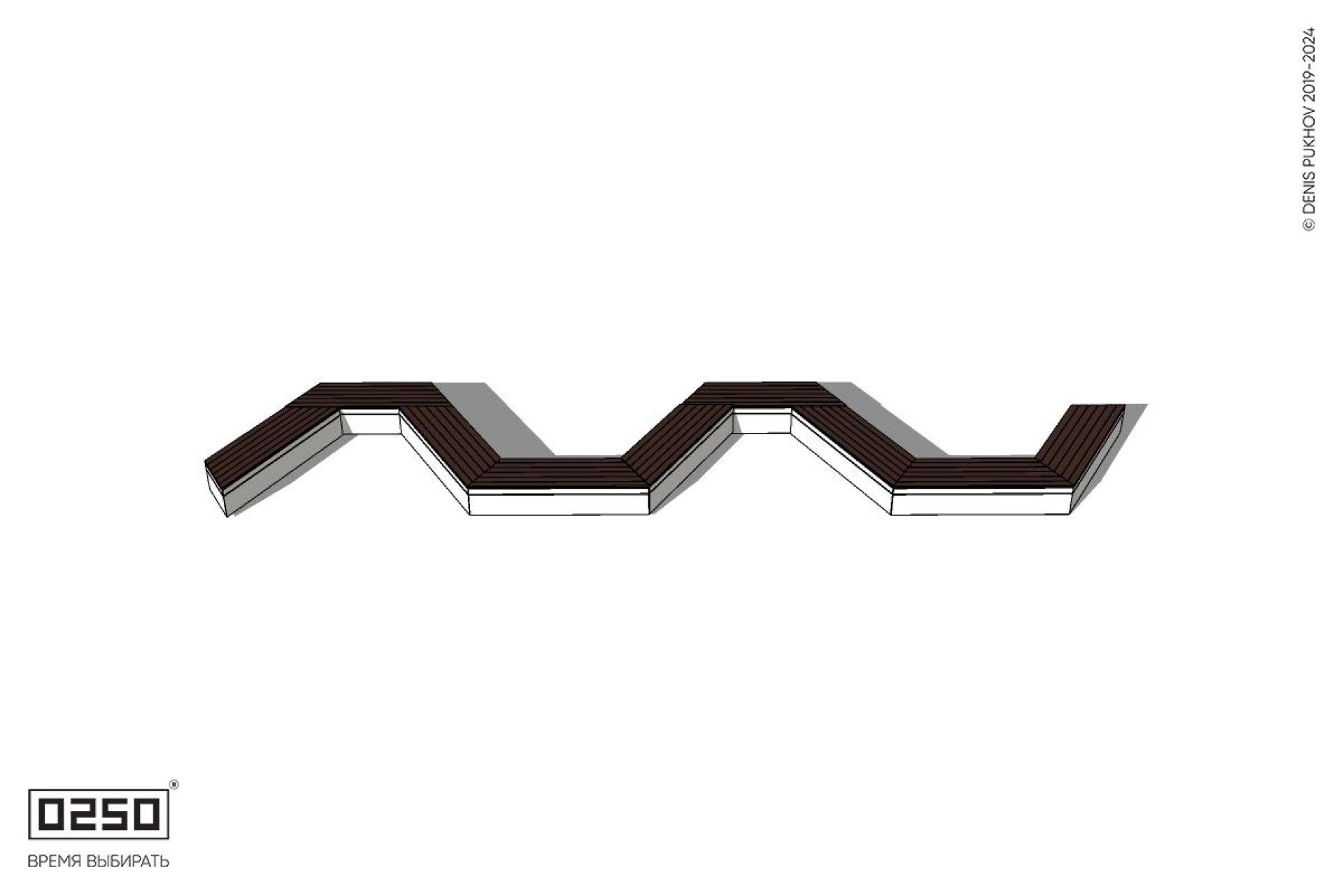 Уличная S-образная трапецеидальная короткая двойная скамейка на блоке производство 0250