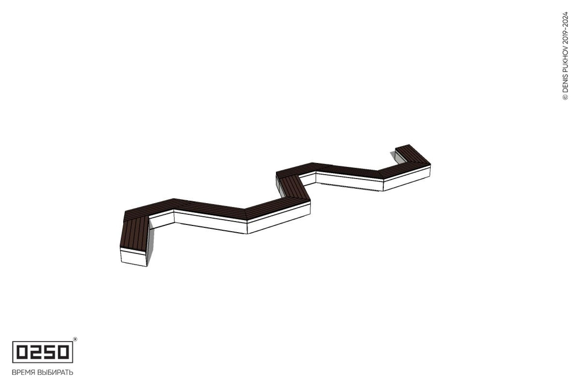 Уличная S-образная трапецеидальная короткая двойная скамейка на блоке производство 0250