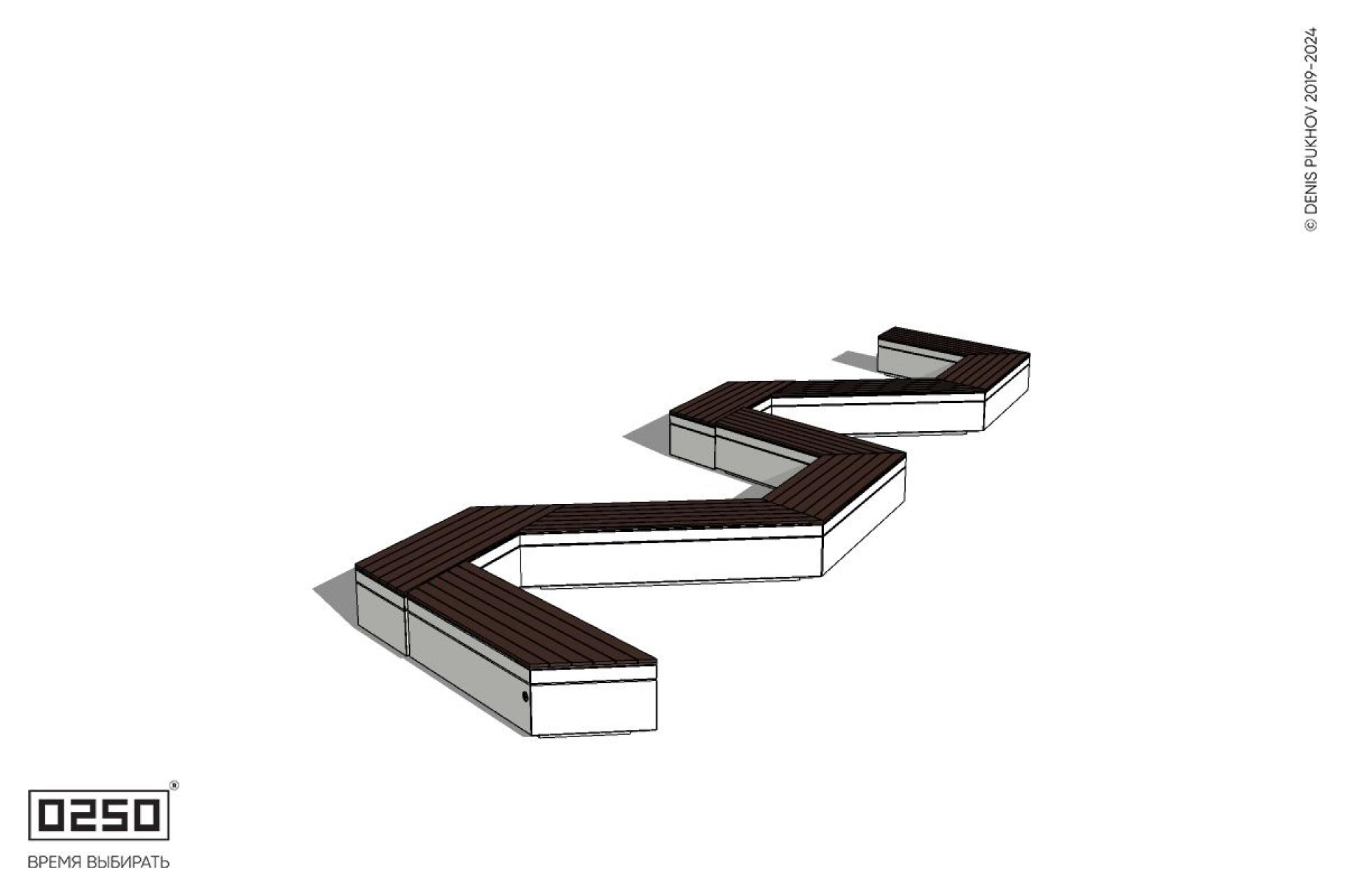 Уличная S-образная трапецеидальная короткая двойная скамейка на блоке производство 0250