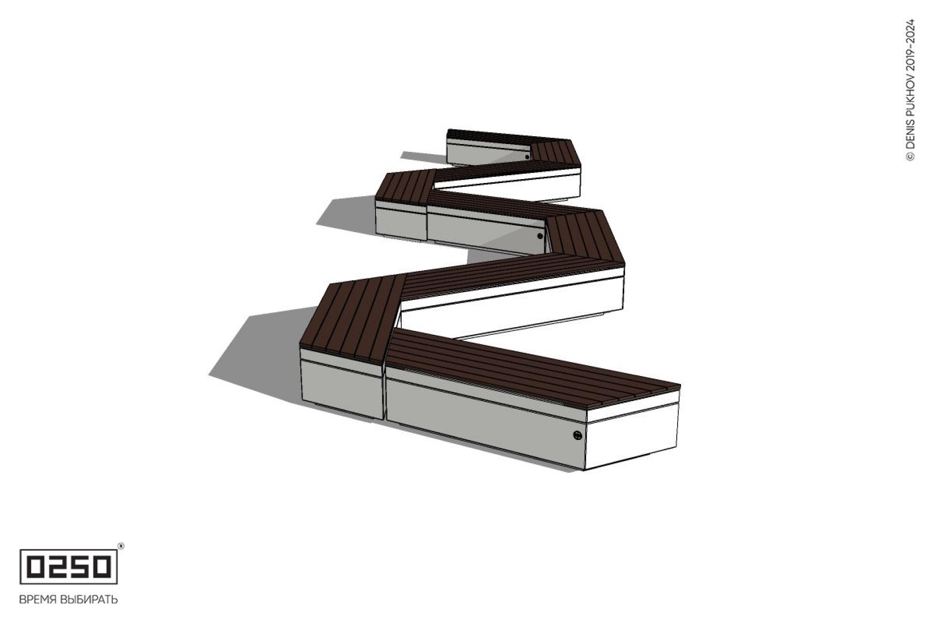 Уличная S-образная трапецеидальная короткая двойная скамейка на блоке производство 0250