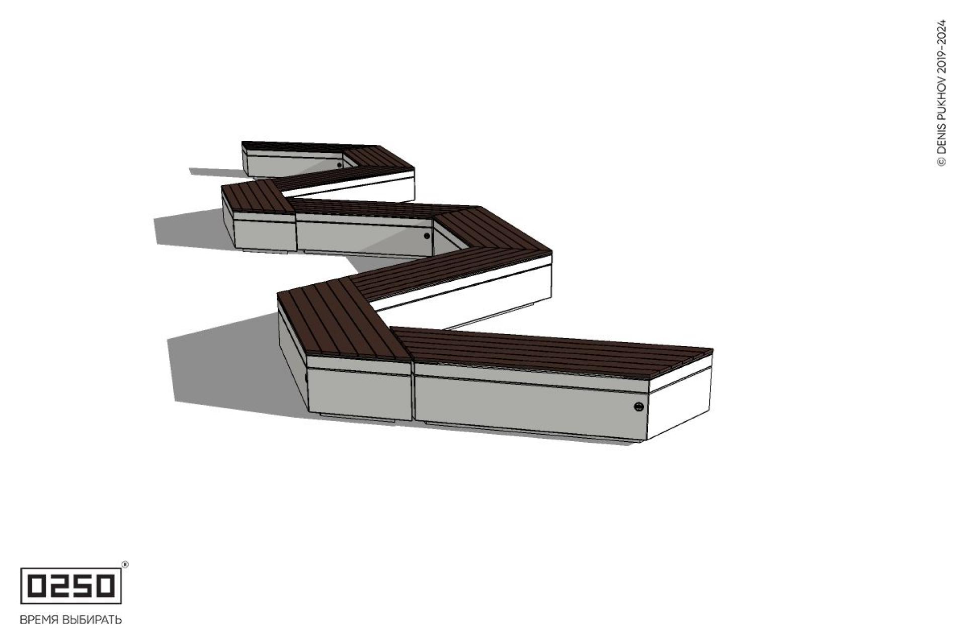 Уличная S-образная трапецеидальная короткая двойная скамейка на блоке производство 0250