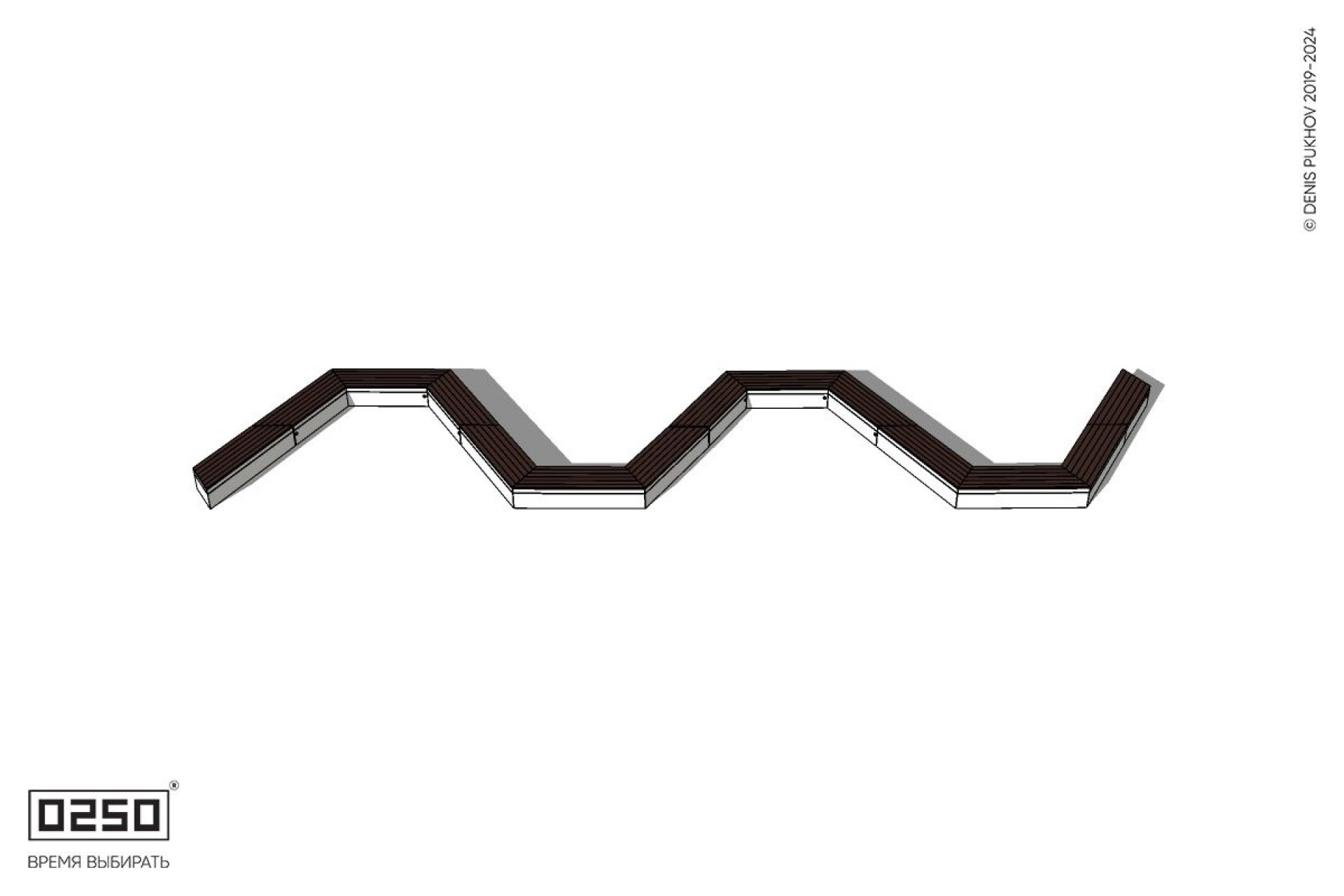 Уличная S-образная трапецеидальная широкая двойная скамейка на блоке производство 0250