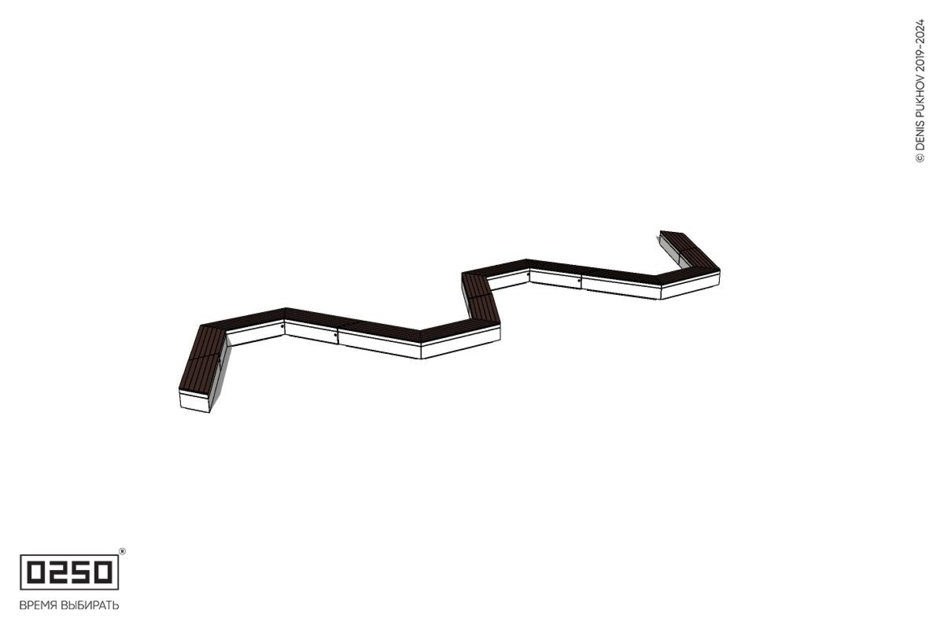 Уличная S-образная трапецеидальная широкая двойная скамейка на блоке производство 0250