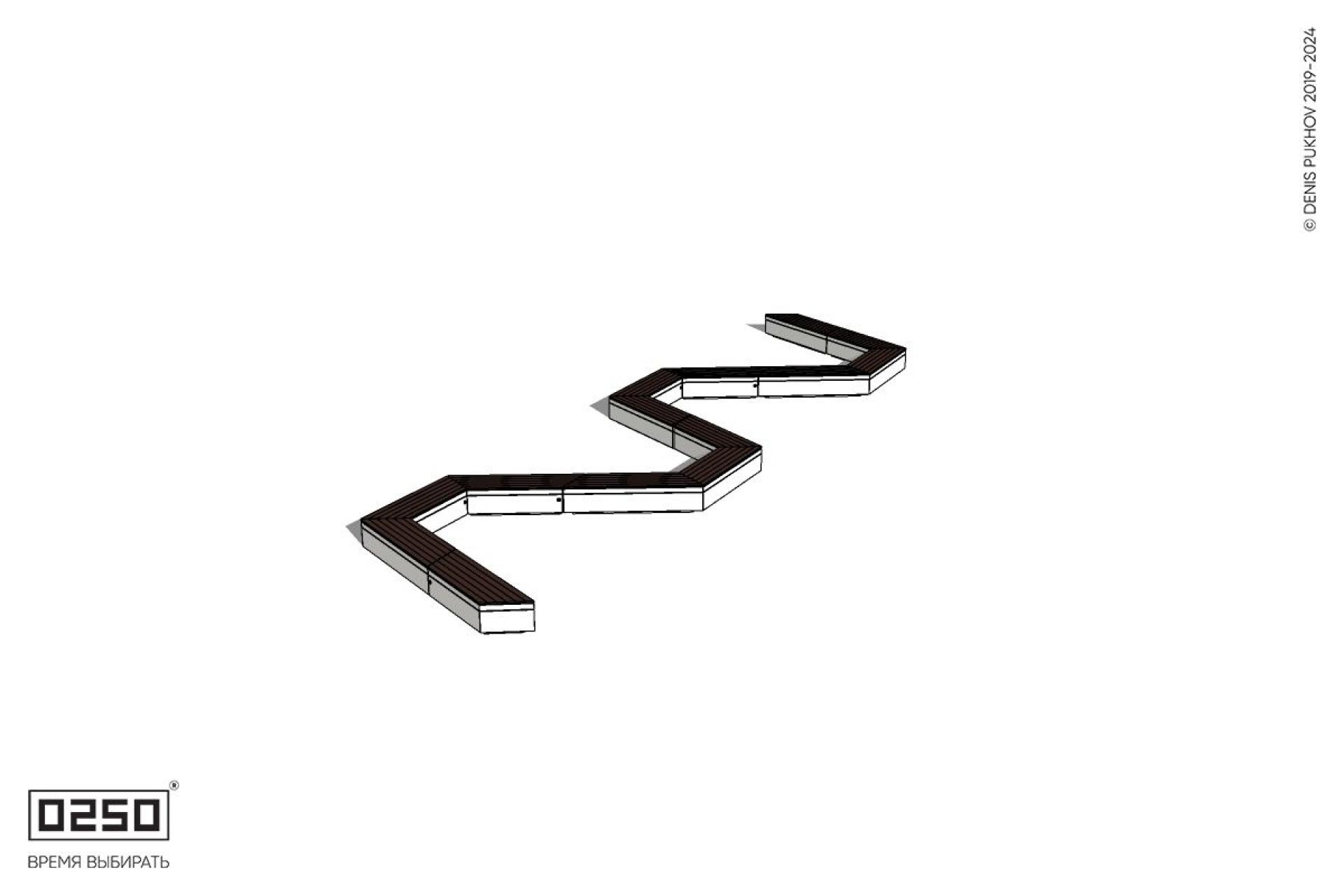 Уличная S-образная трапецеидальная широкая двойная скамейка на блоке производство 0250