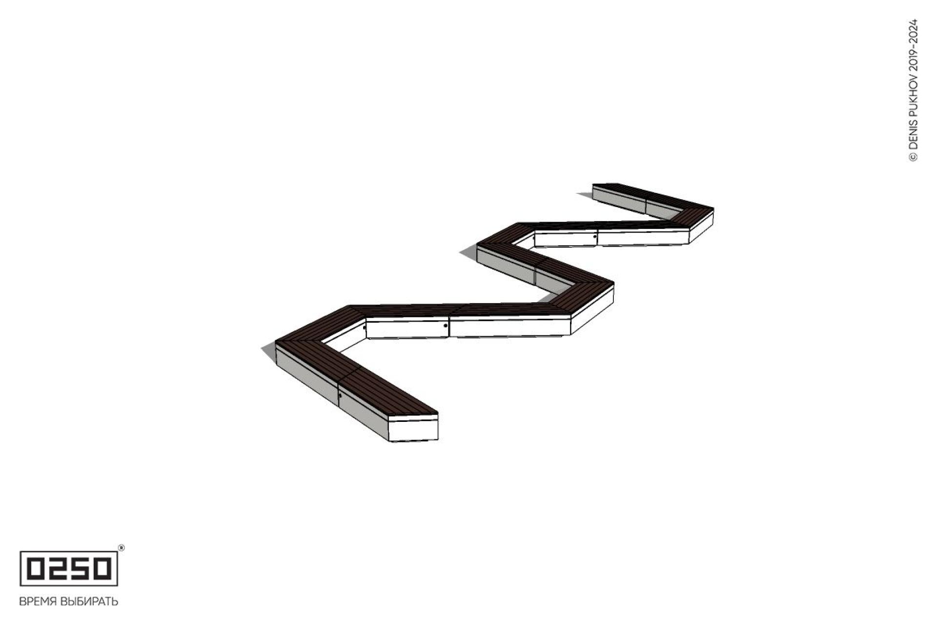 Уличная S-образная трапецеидальная широкая двойная скамейка на блоке производство 0250