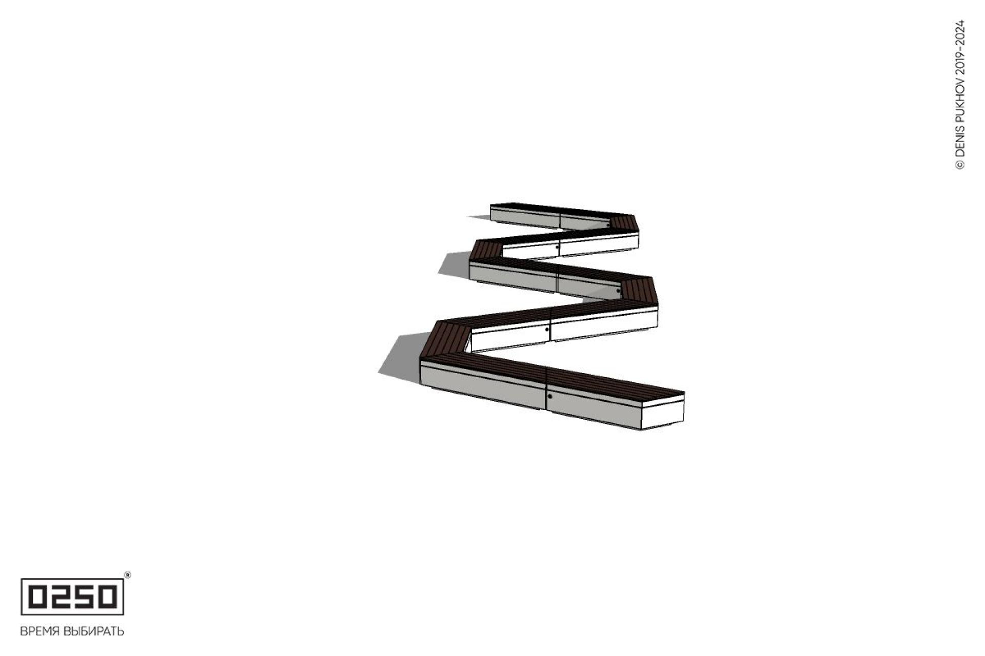 Уличная S-образная трапецеидальная широкая двойная скамейка на блоке производство 0250