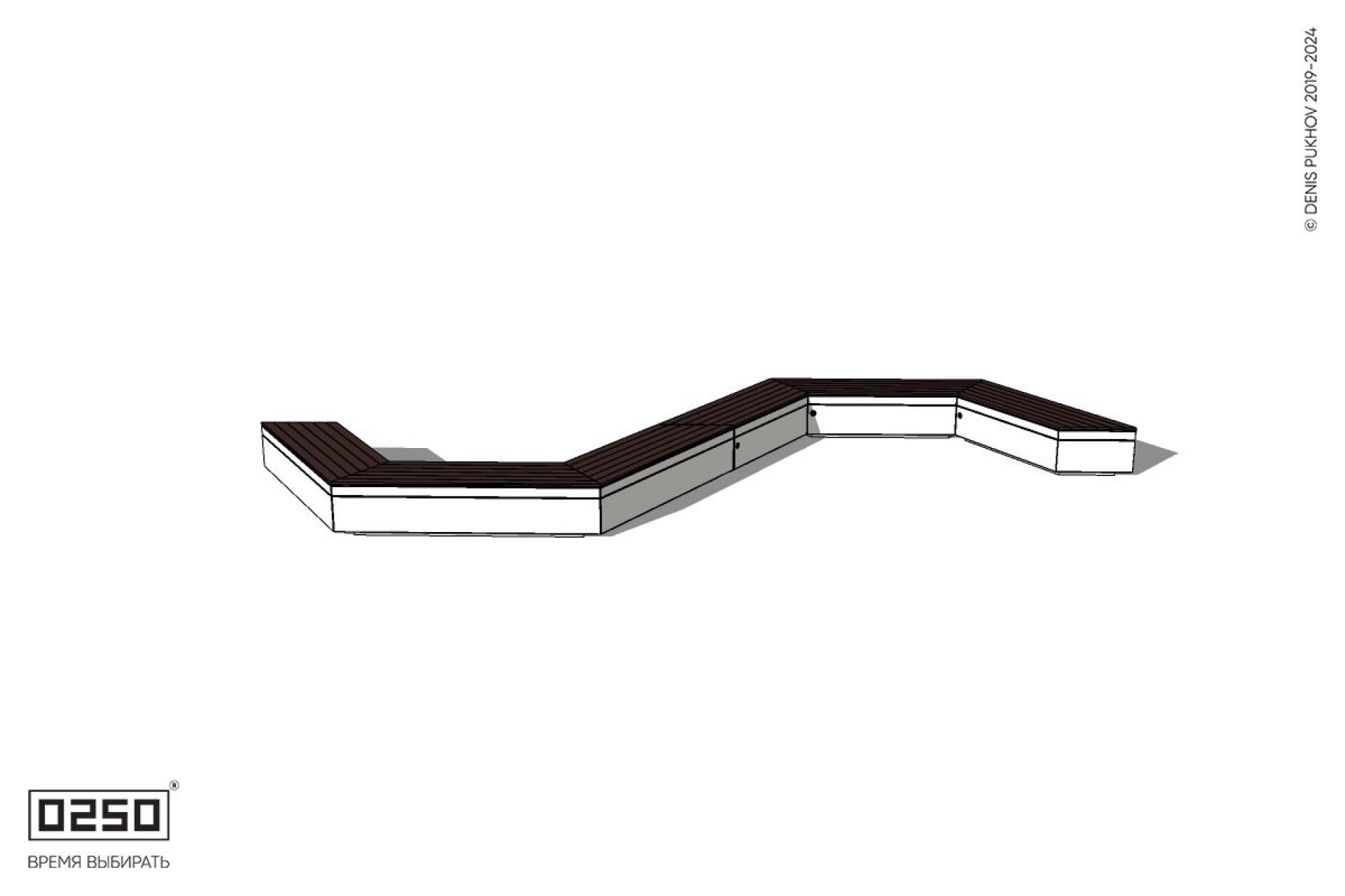 Уличная S-образная трапецеидальная широкая скамейка на блоке производство 0250 Уличная S-образная трапецеидальная широкая скамейка на блоке производство 0250