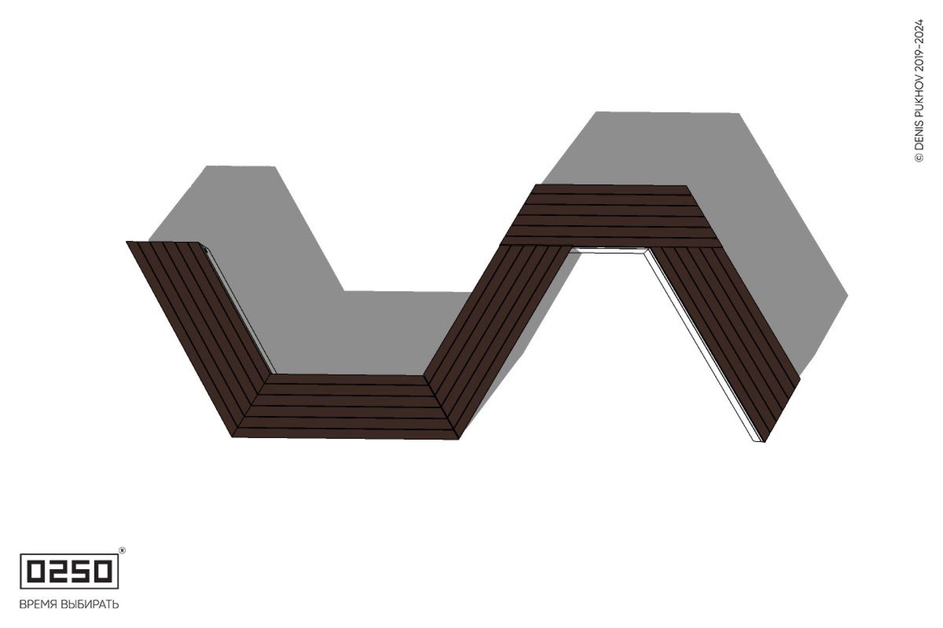 Уличная S-образная трапецеидальная скамейка на блоке производство 0250, module