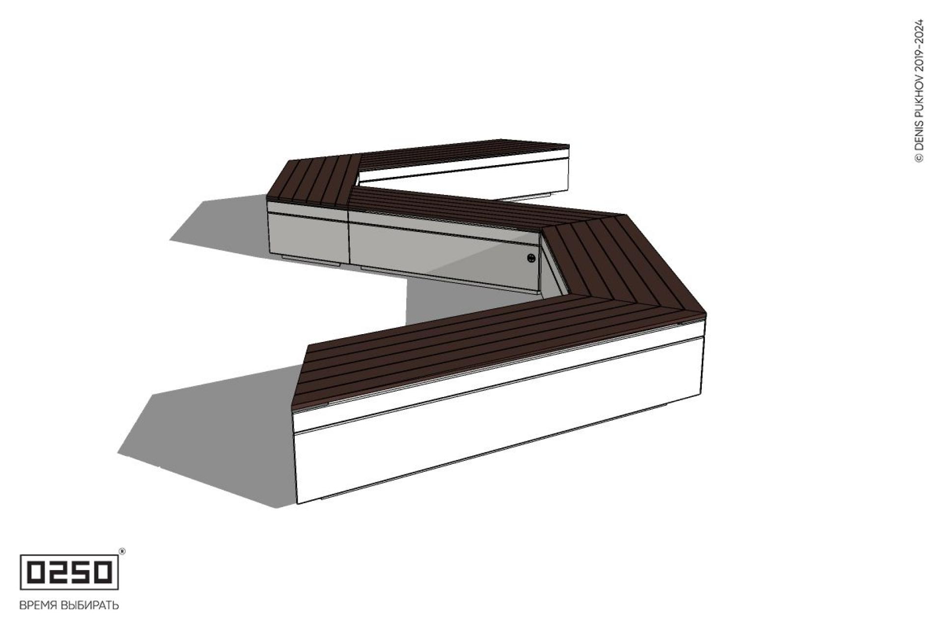Уличная S-образная трапецеидальная скамейка на блоке производство 0250