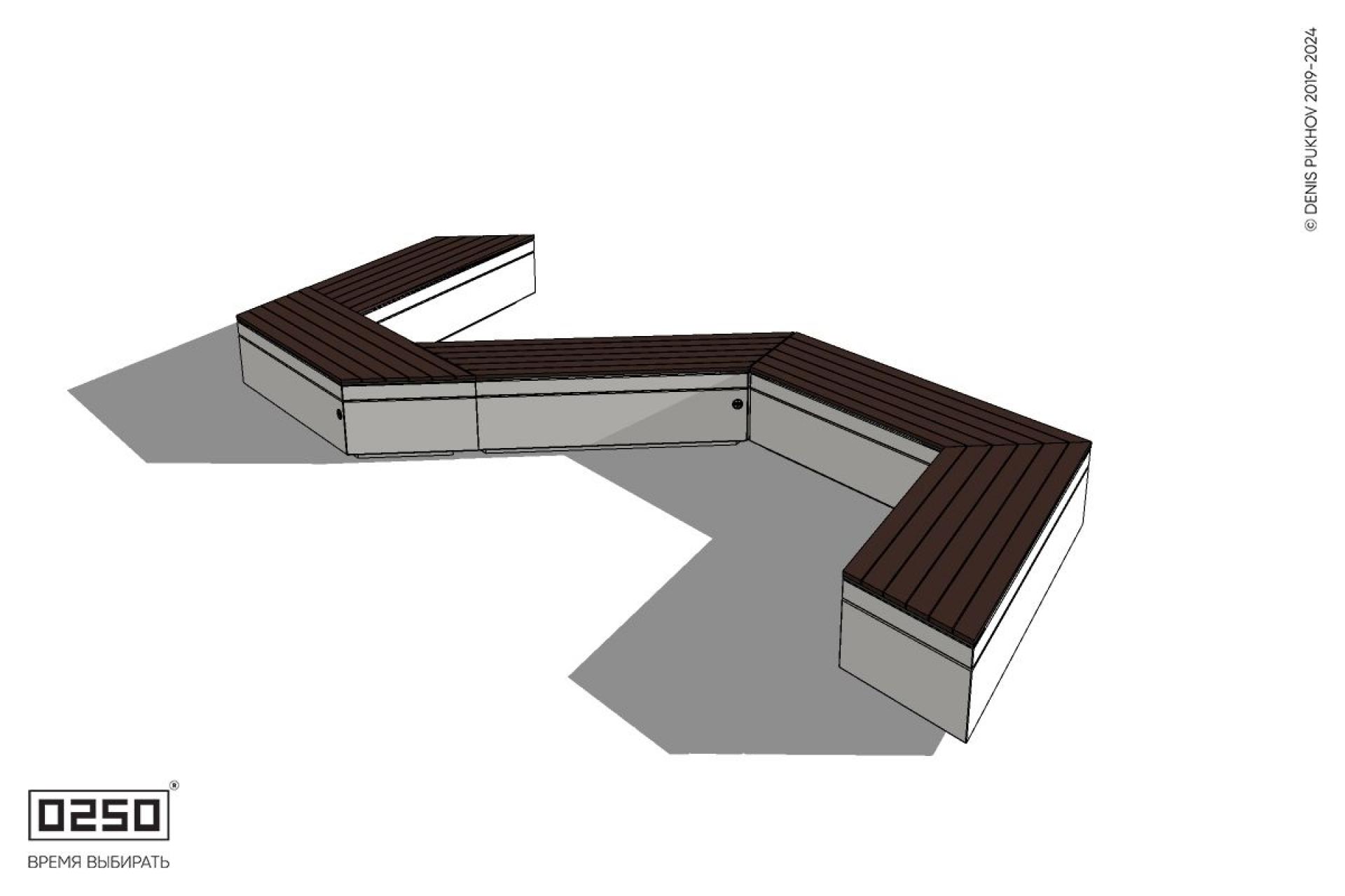 Уличная S-образная трапецеидальная скамейка на блоке производство 0250
