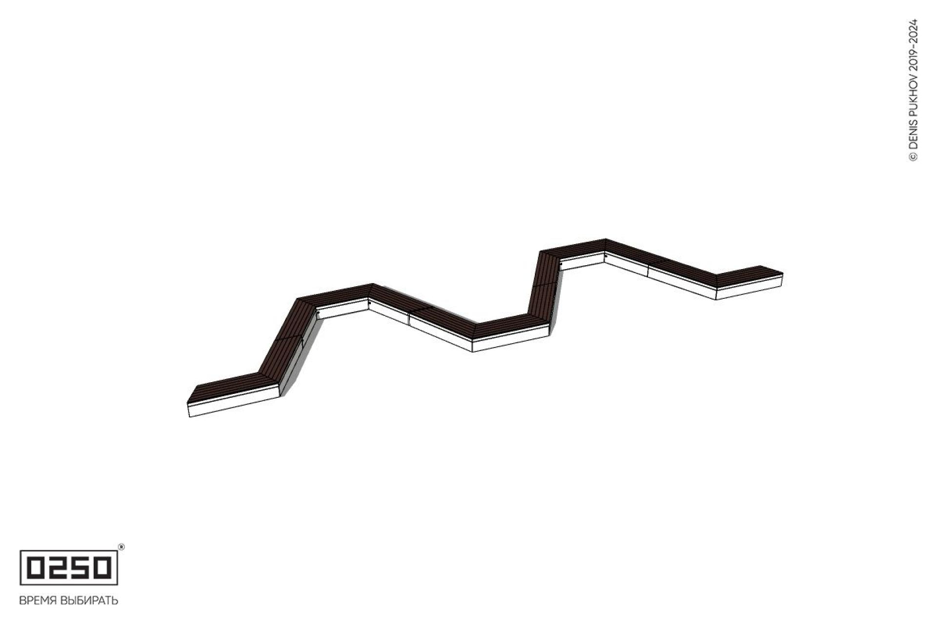 Уличная M-образная  трапецеидальная широкая скамейка на блоке производство 0250