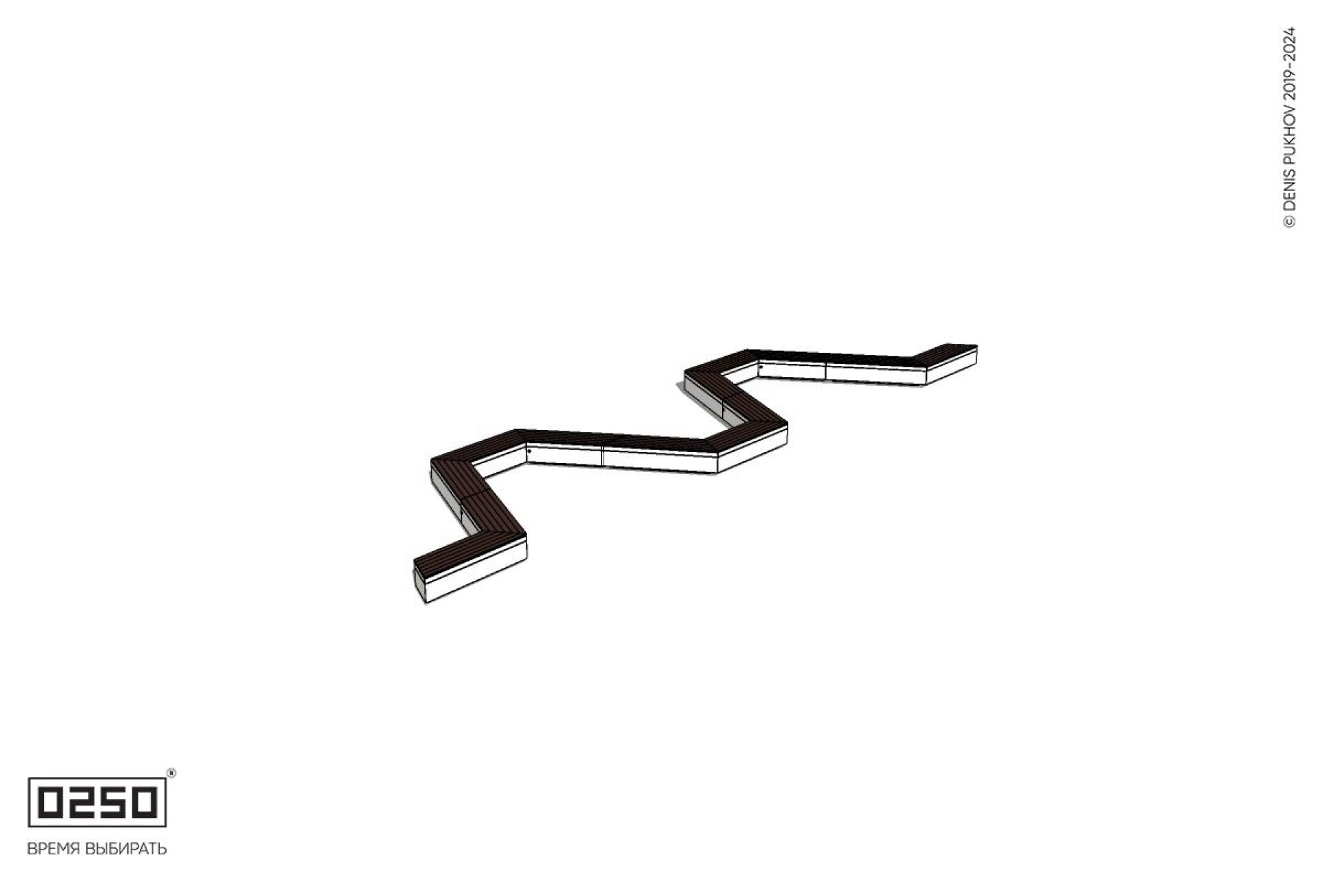 Уличная M-образная  трапецеидальная широкая скамейка на блоке производство 0250