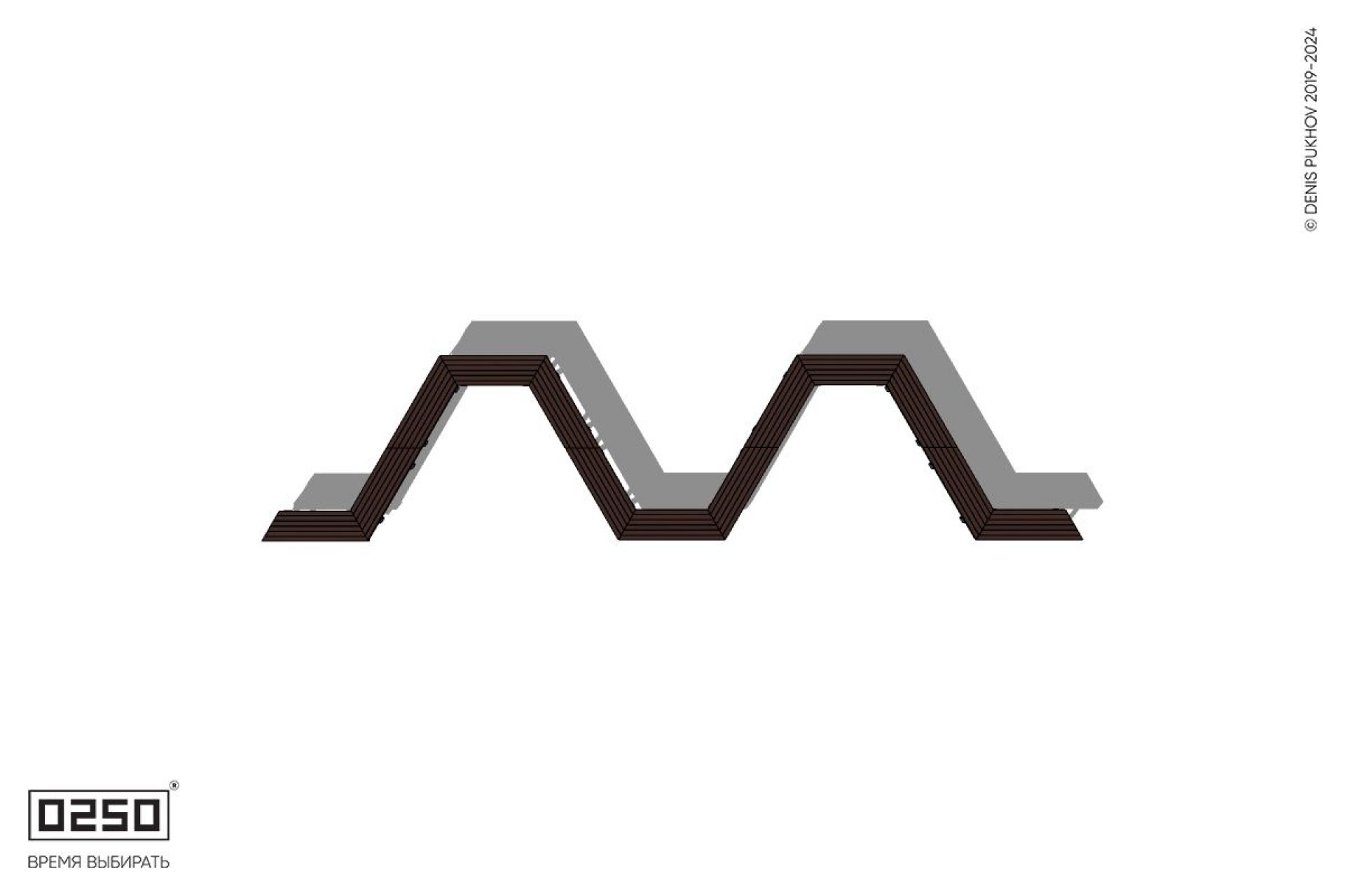 Уличная M-образная трапецеидальная широкая скамейка на ножках производство 0250, module