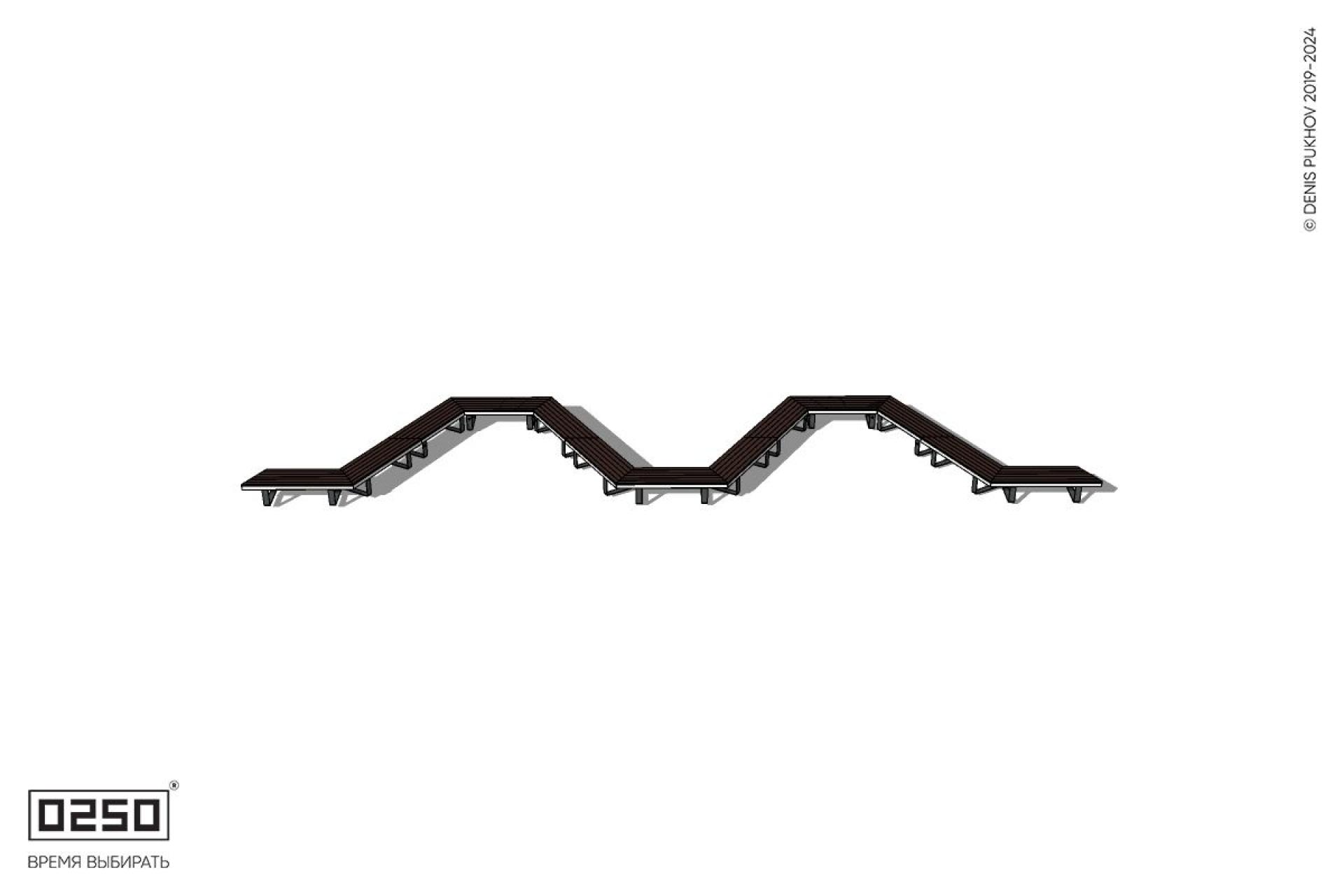 Уличная M-образная трапецеидальная широкая скамейка на ножках производство 0250