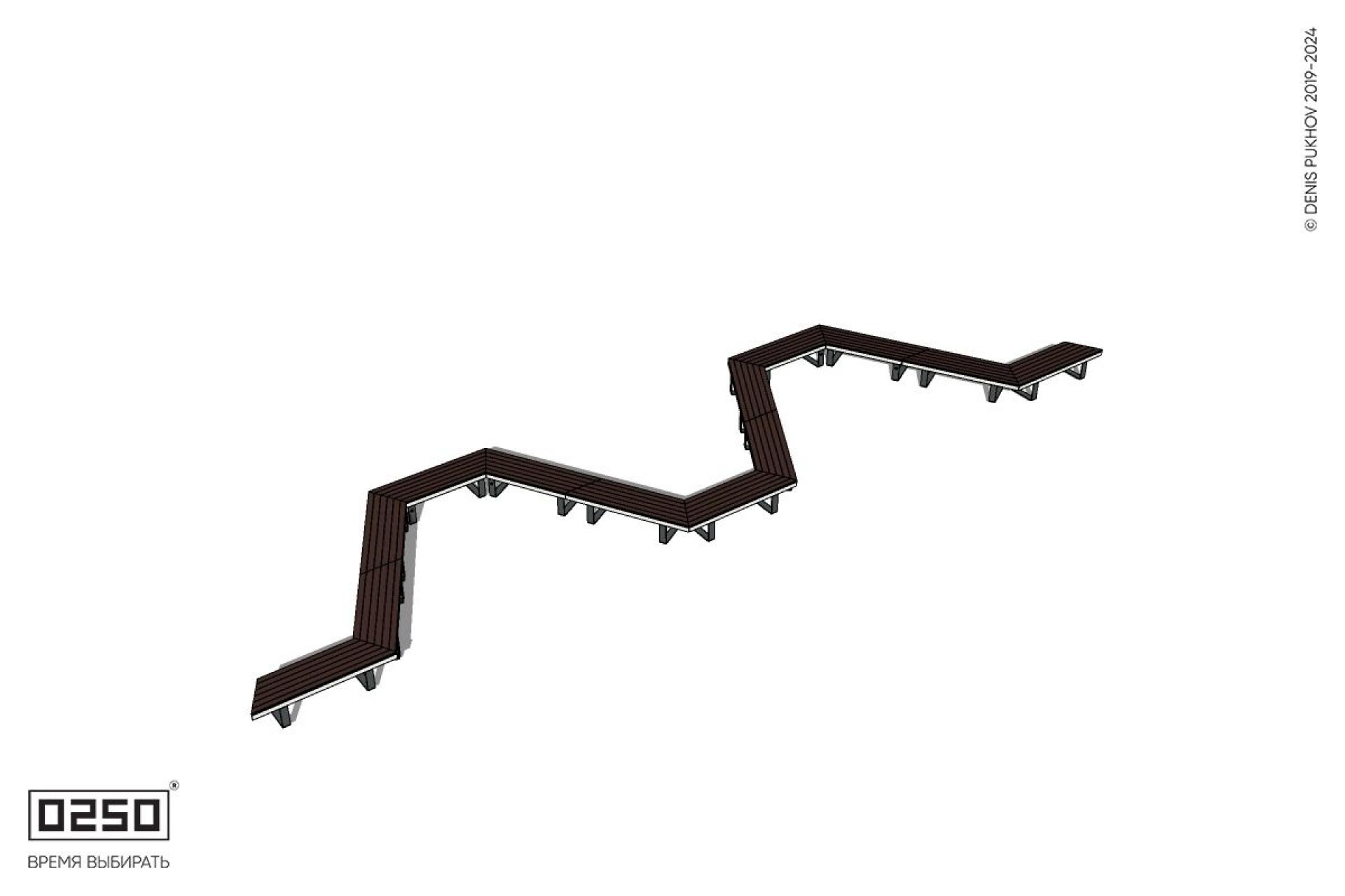 Уличная M-образная трапецеидальная широкая скамейка на ножках производство 0250