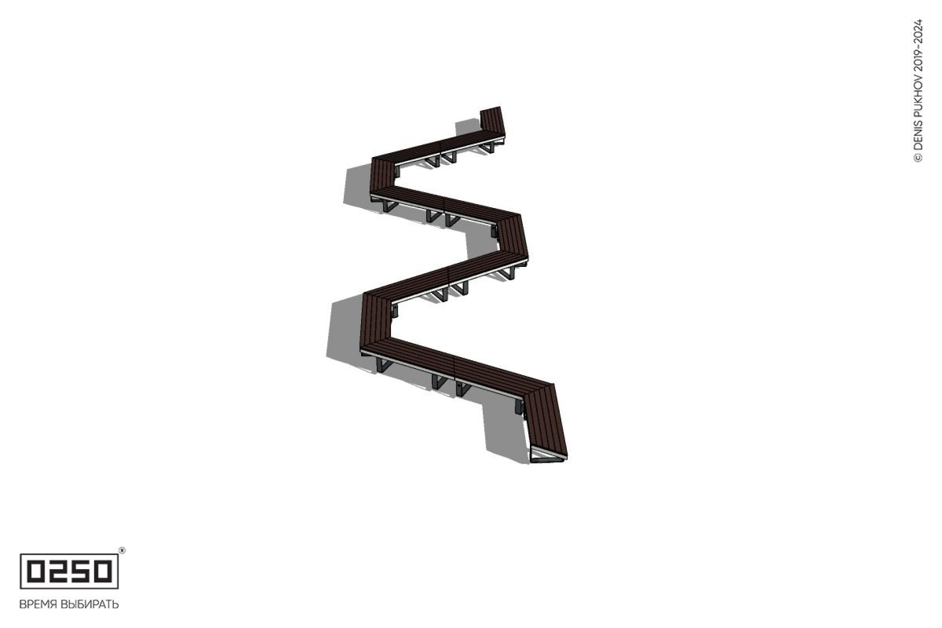 Уличная M-образная трапецеидальная широкая скамейка на ножках производство 0250