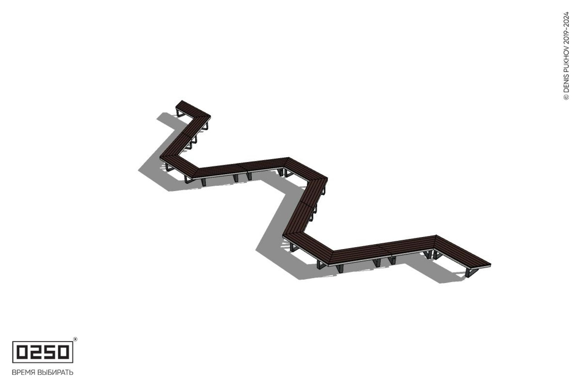 Уличная M-образная трапецеидальная широкая скамейка на ножках производство 0250