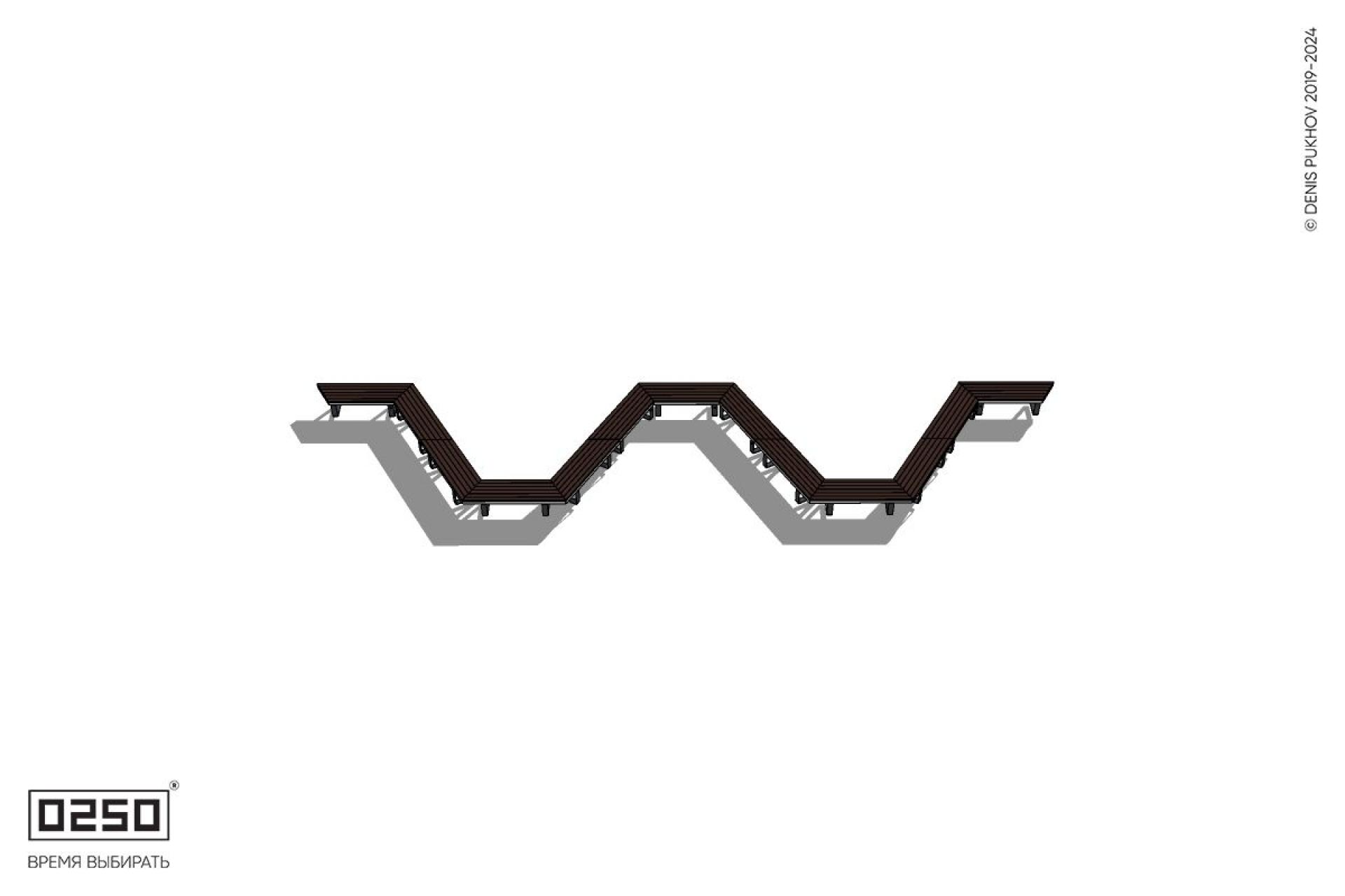 Уличная M-образная трапецеидальная широкая скамейка на ножках производство 0250